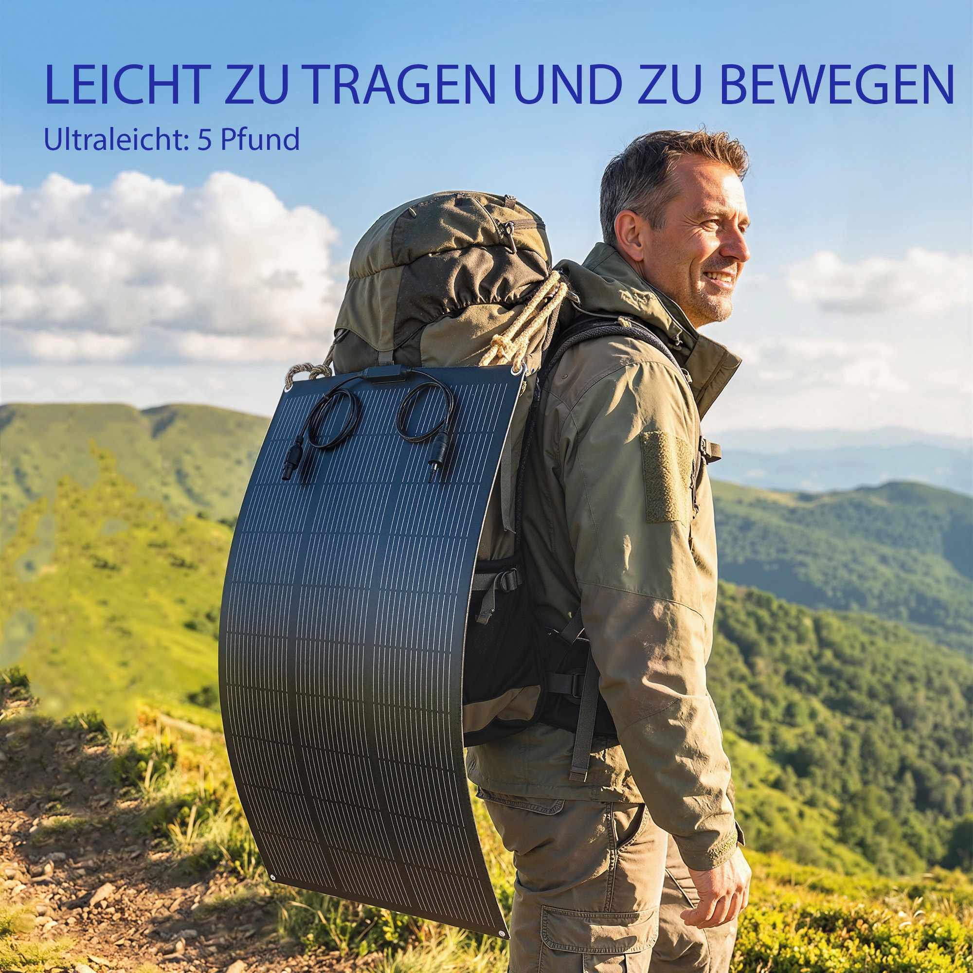 100W flexibel solpanel, 24,6 % effektivitet, dubbel USB