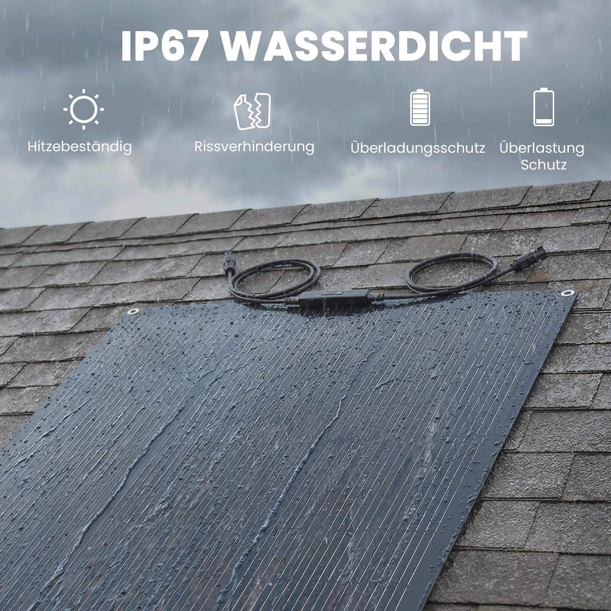 100W flexibel solpanel, 24,6 % effektivitet, dubbel USB