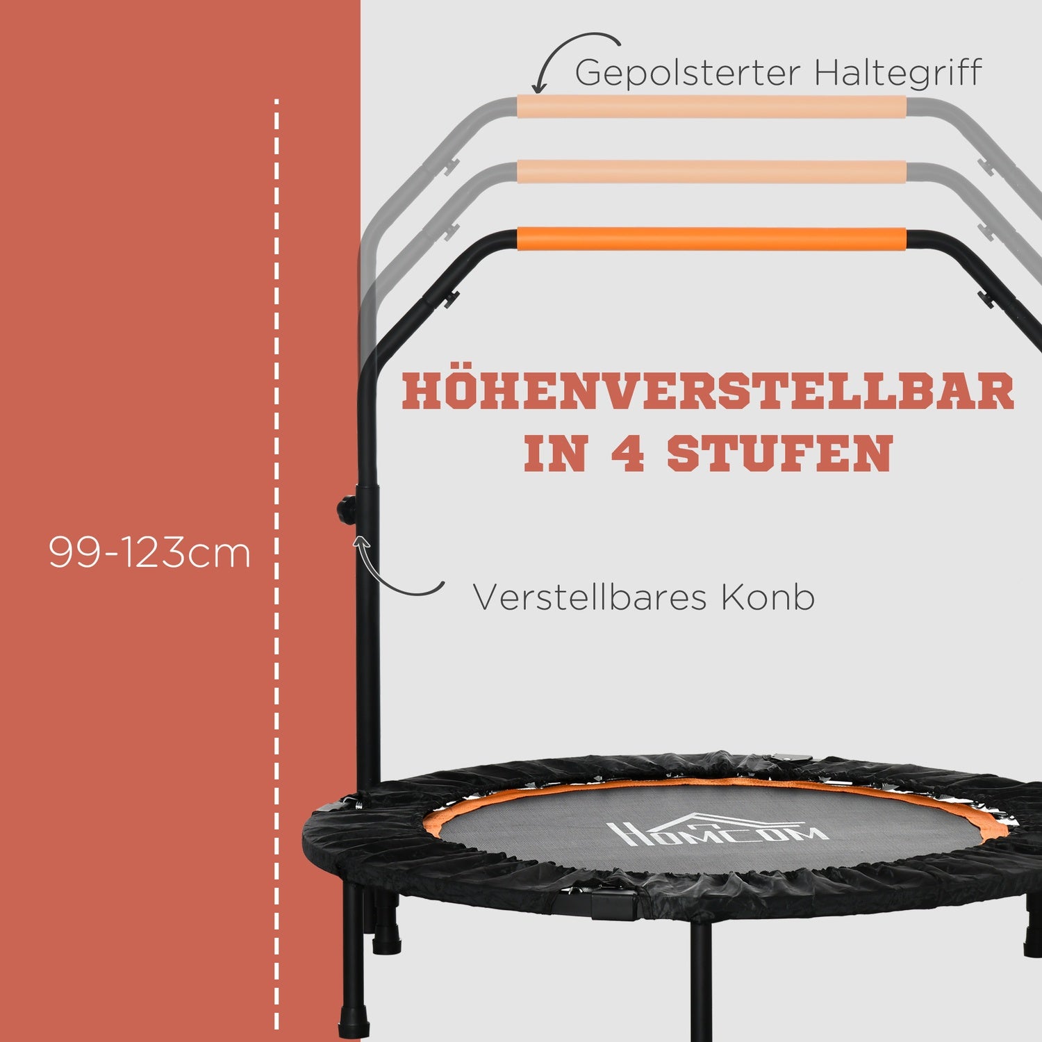 Fitnessstudsmatta med justerbart handtag – 102 cm, 100 kg gräns