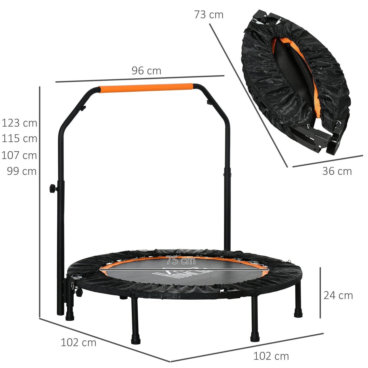 Fitnessstudsmatta med justerbart handtag – 102 cm, 100 kg gräns