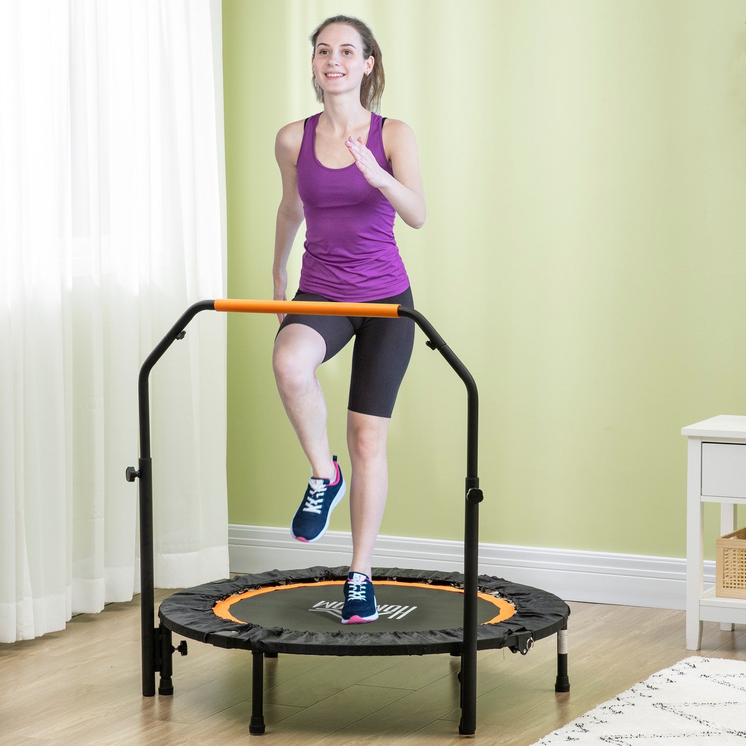 Fitnessstudsmatta med justerbart handtag – 102 cm, 100 kg gräns