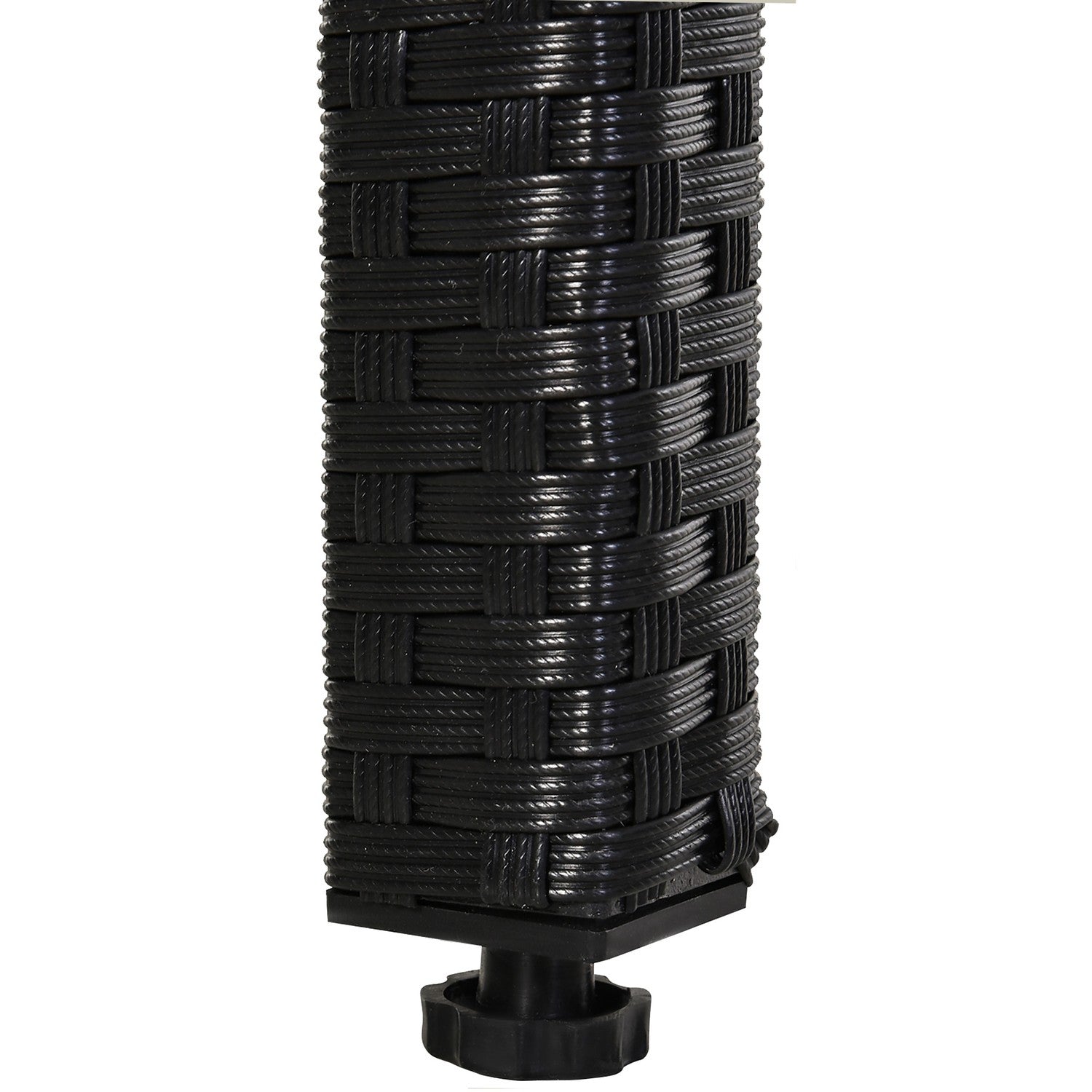 11-delad polyrotting trädgårdsmatsalsset med svarta kuddar