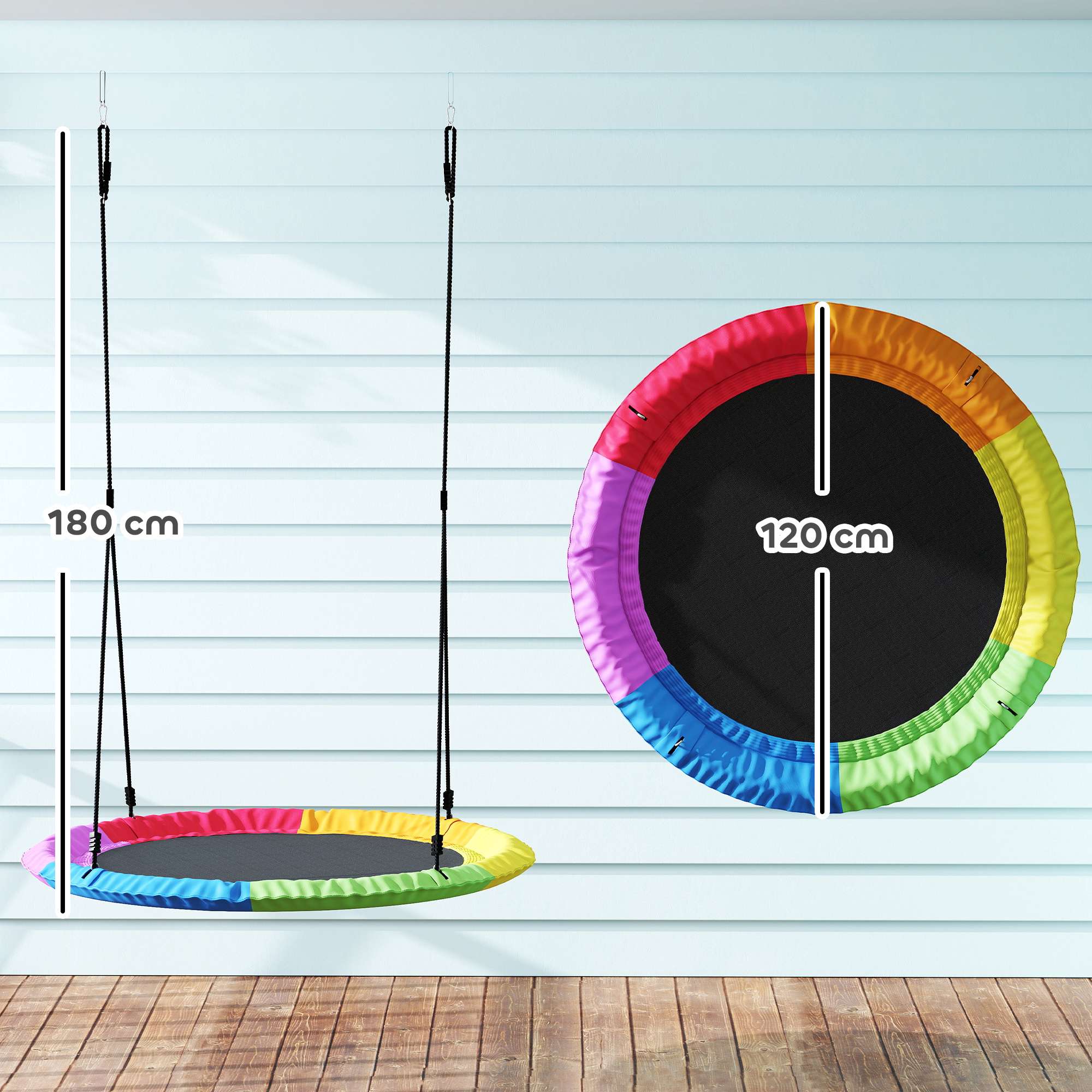 120 cm gunga, 300 kg kapacitet, flerfärgad