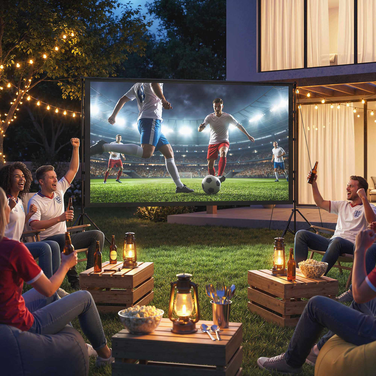 120" projektorduk, 4K/8K, dubbelt stativ