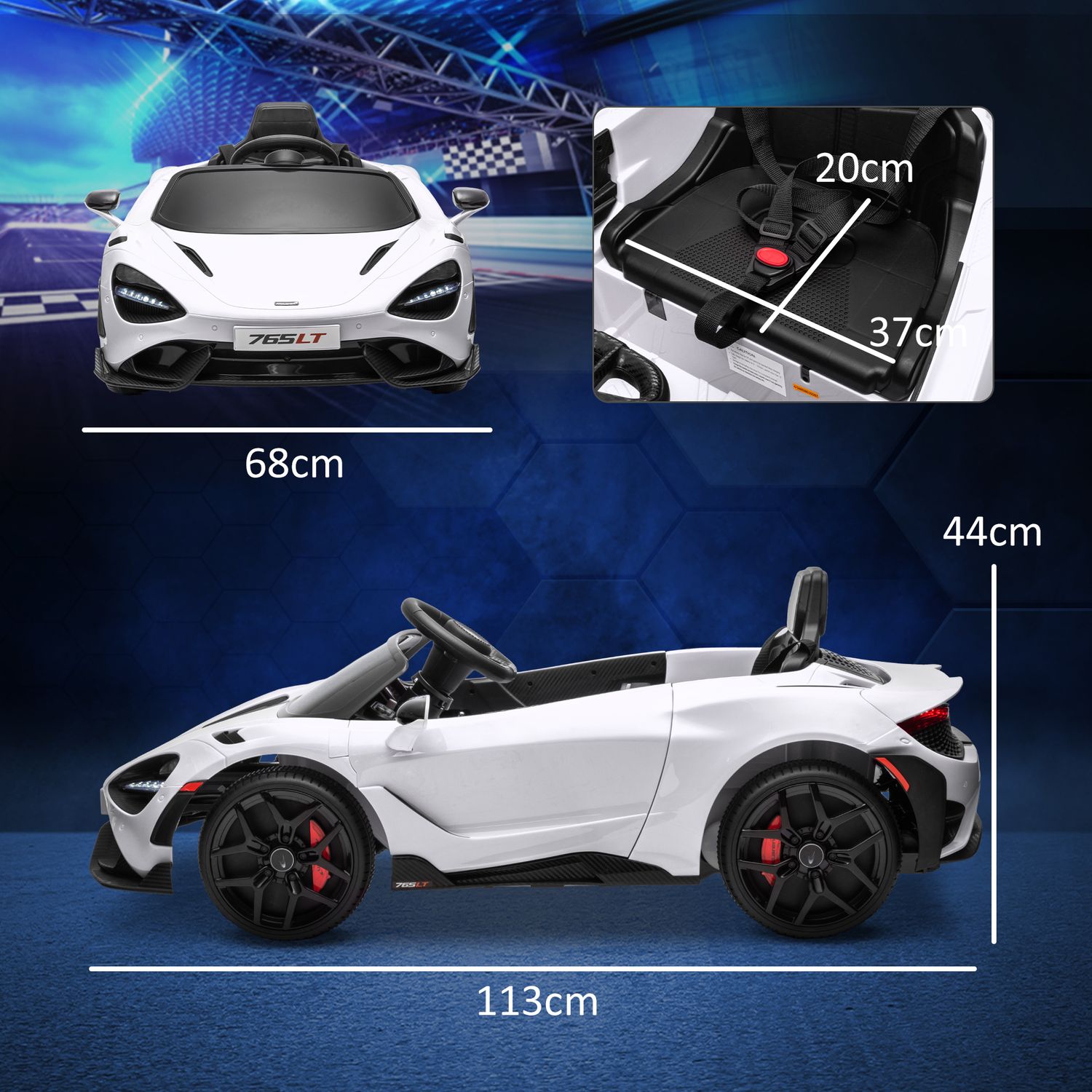 12V elbil för barn med fjärrkontroll, lampor och musik