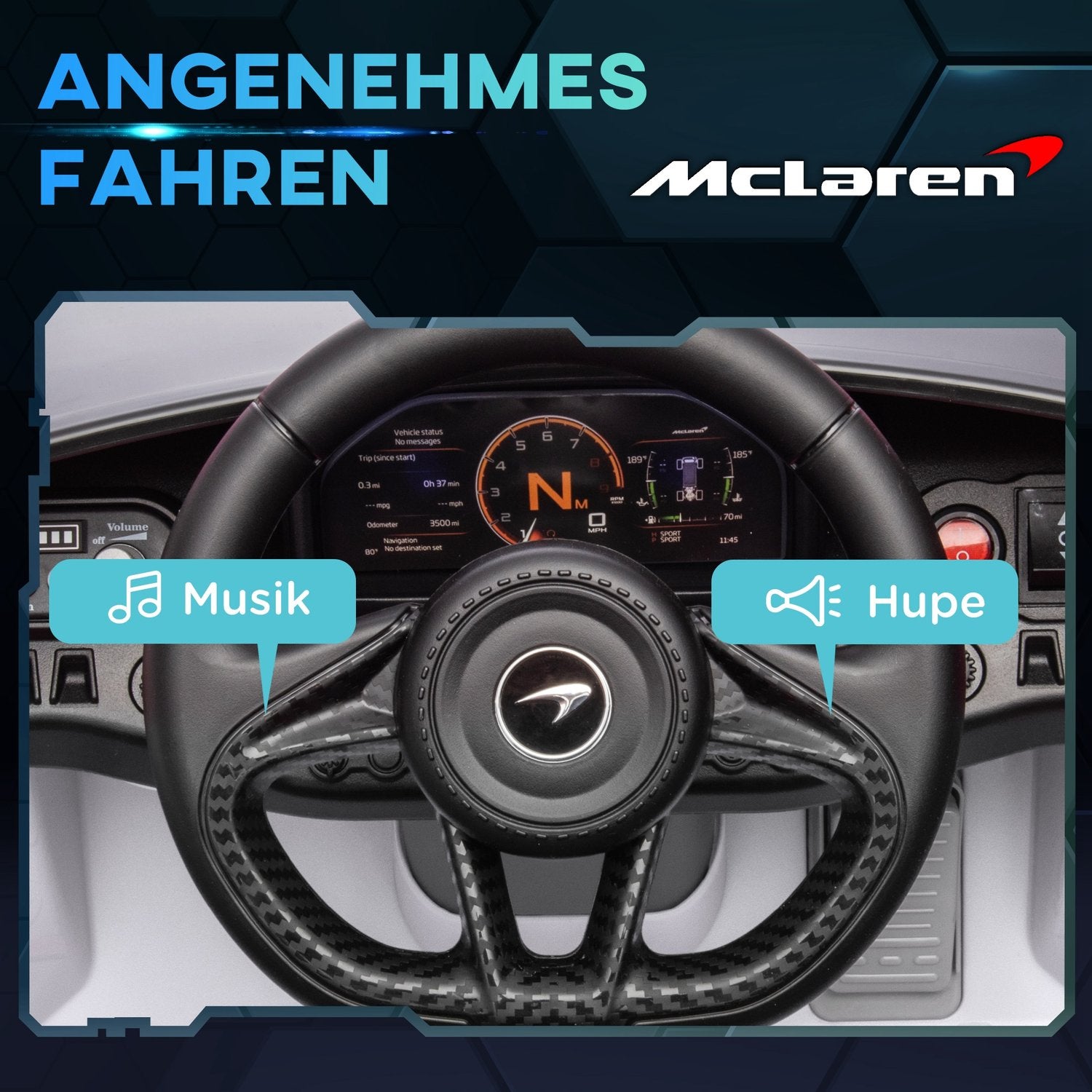 12V elbil för barn med fjärrkontroll, lampor och musik