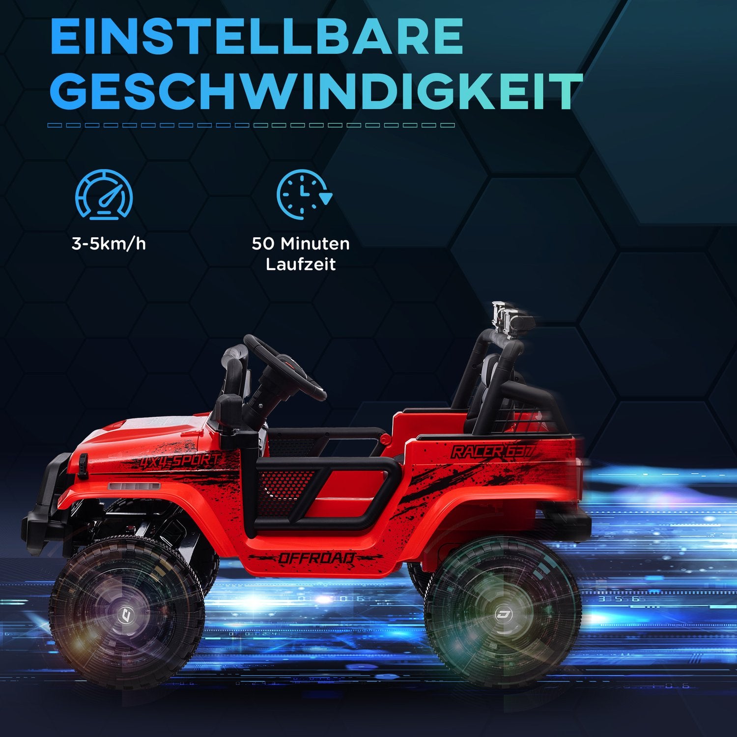 12V elbil för barn, terräng med musik och fjärrkontroll