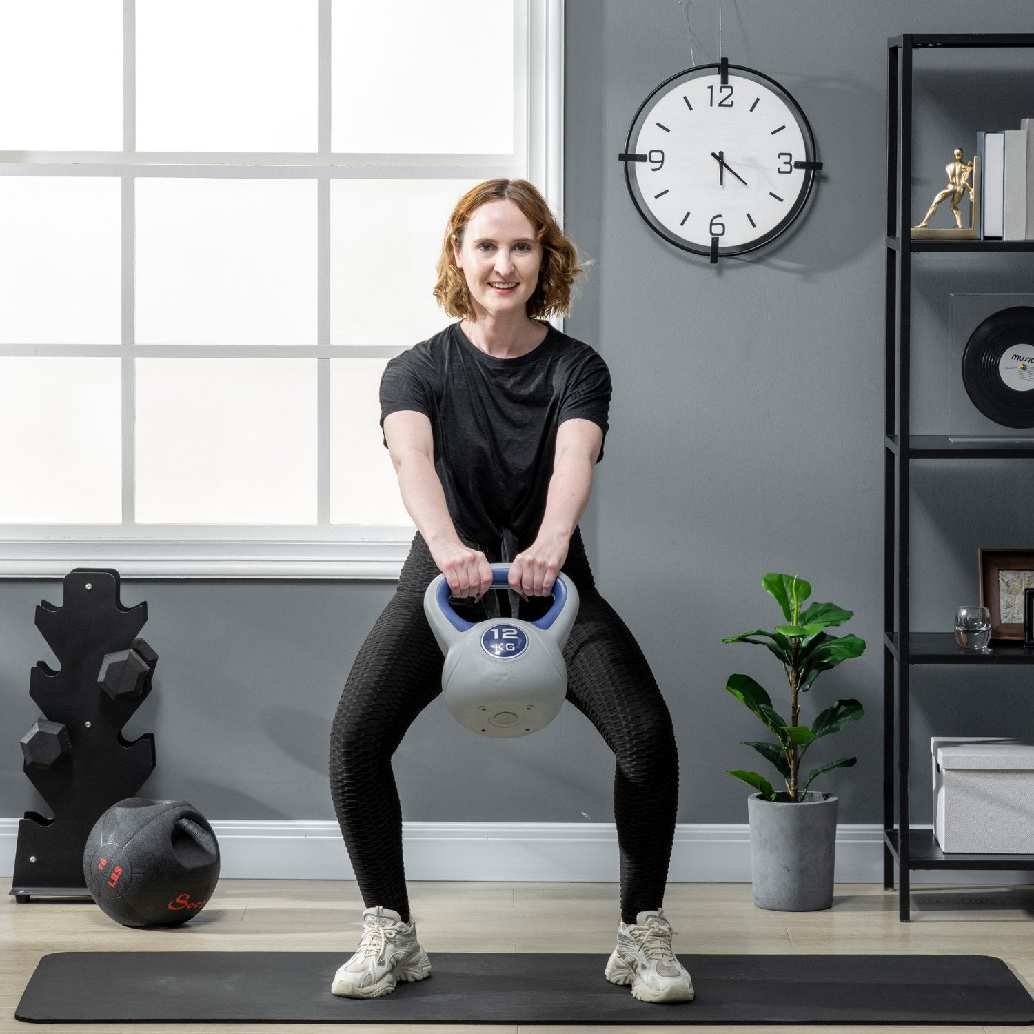 12 kg Blue Kettlebell för styrketräning och kondition