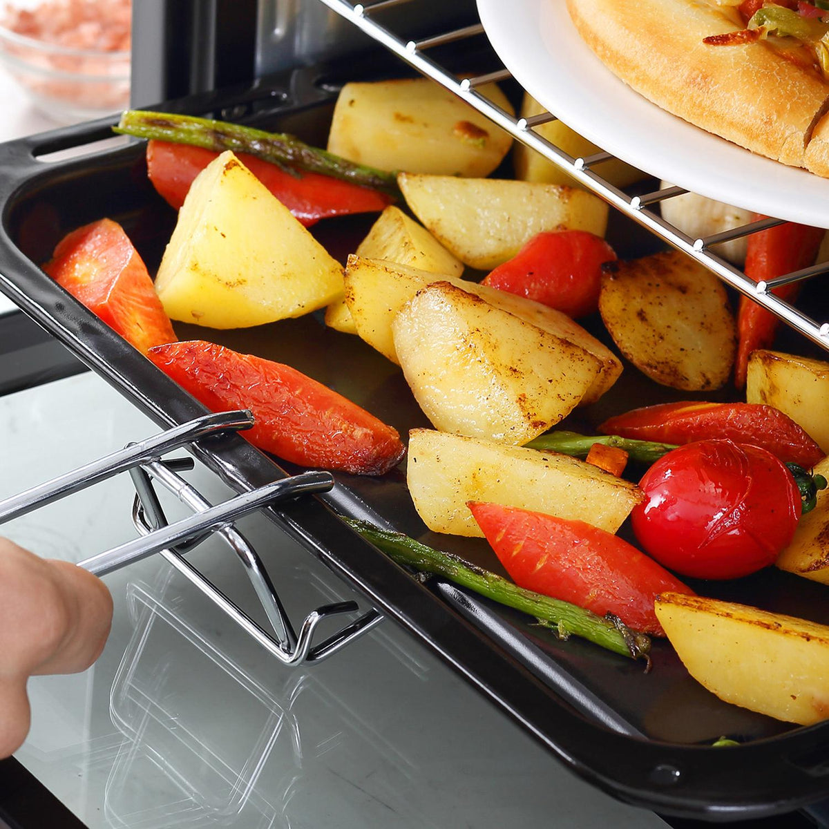16 l miniovn, 1400 W, grill- og bakeplate, svart