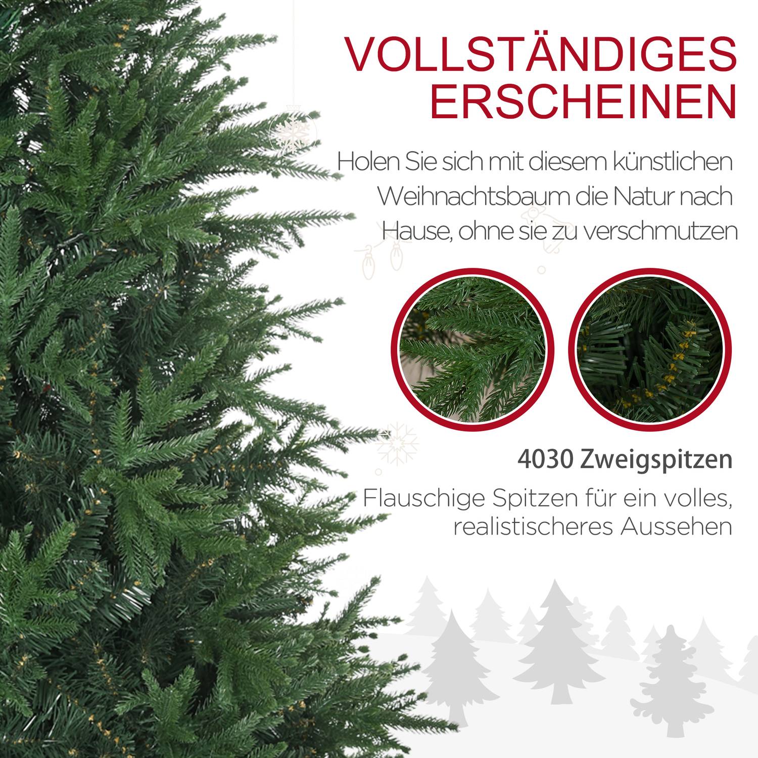 180 Cm Konstgjord gran julgran, realistisk & verklighetstrogen