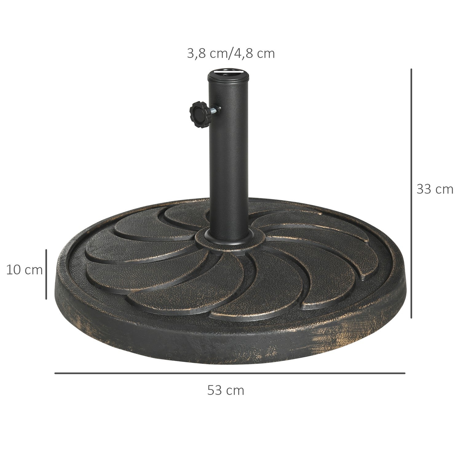 18 kg hartsparaplystativ, rund brons, Ø38/48 mm stolpe