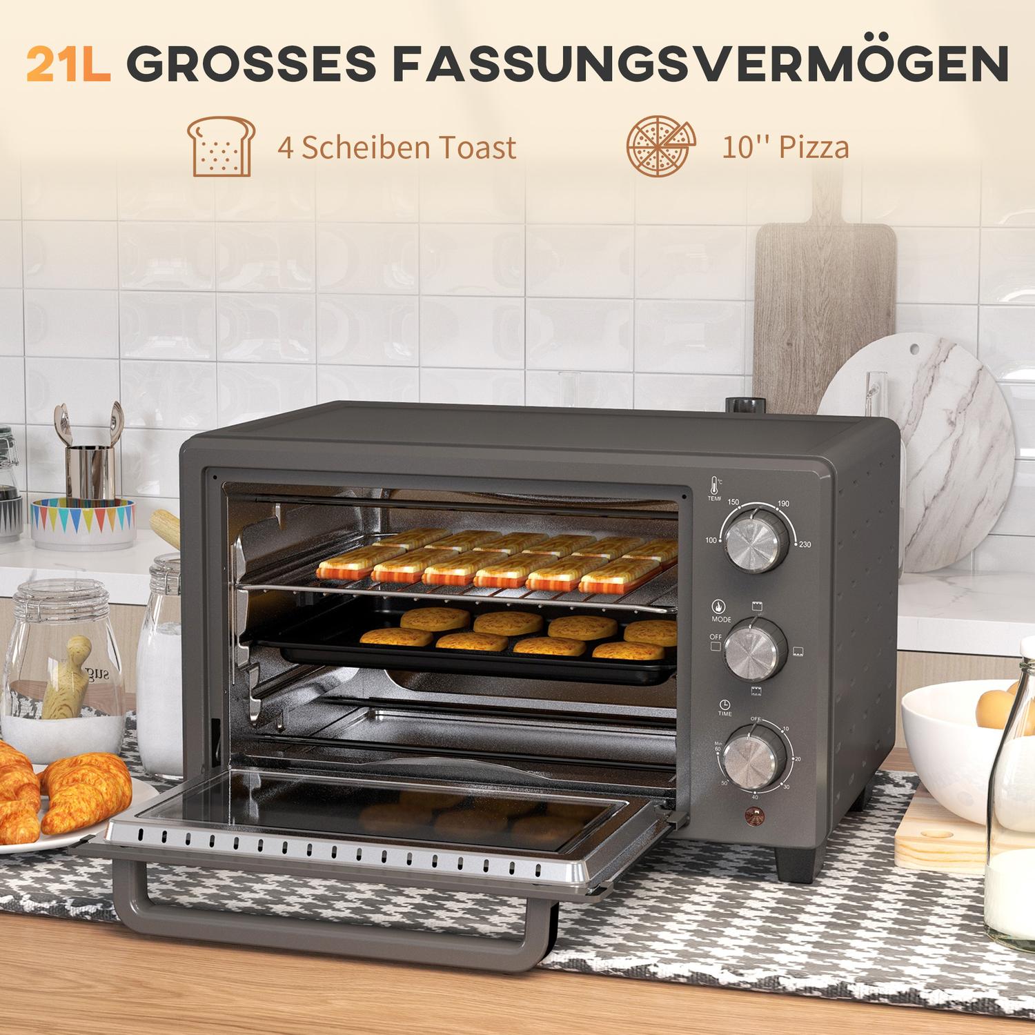 21L Miniugn – 1400W, Timer & Temp Control, Rostfritt stål