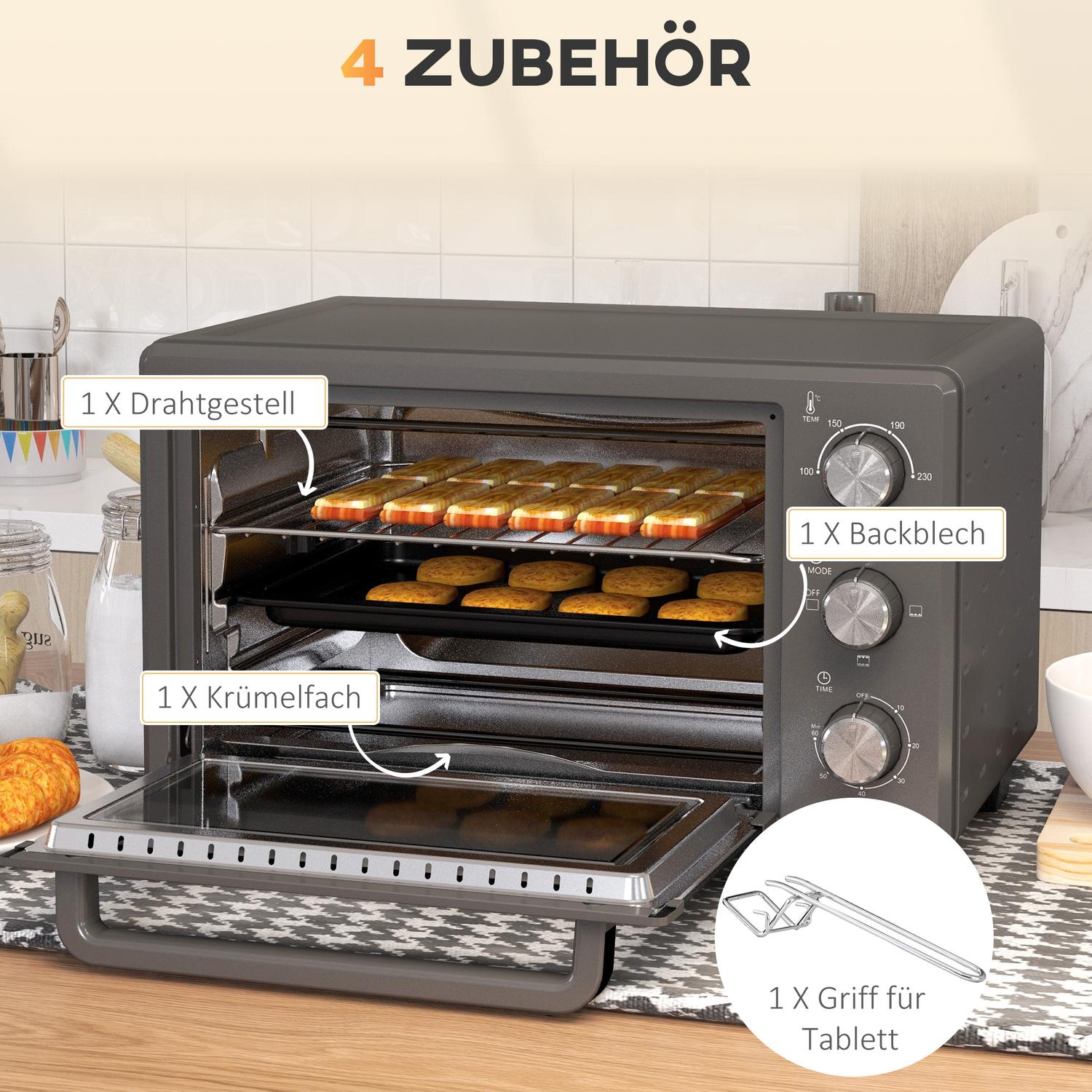 21L Miniugn – 1400W, Timer & Temp Control, Rostfritt stål