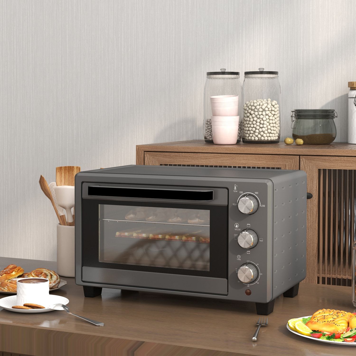 21L Miniugn – 1400W, Timer & Temp Control, Rostfritt stål