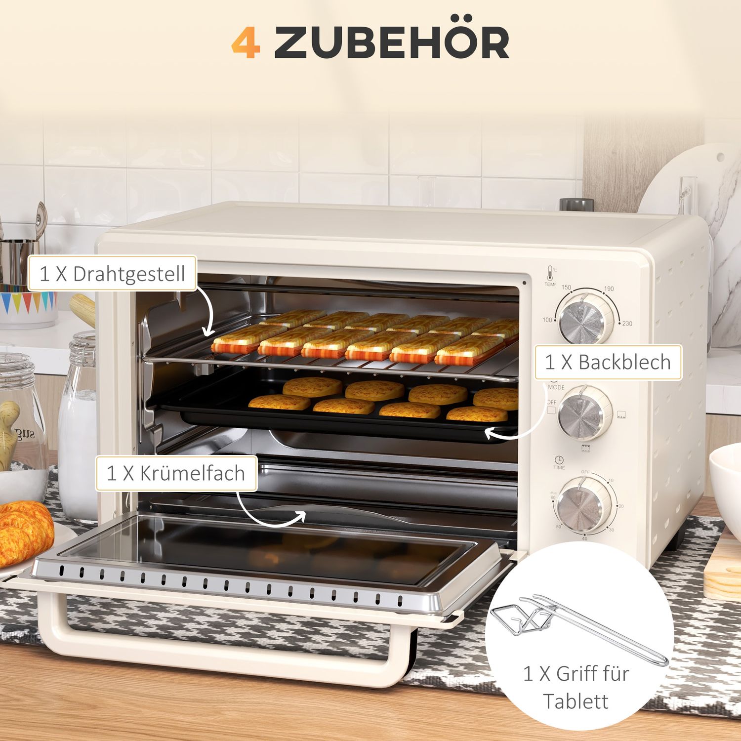 21L miniugn, 1400W med timer, inkluderar bricka och ställ
