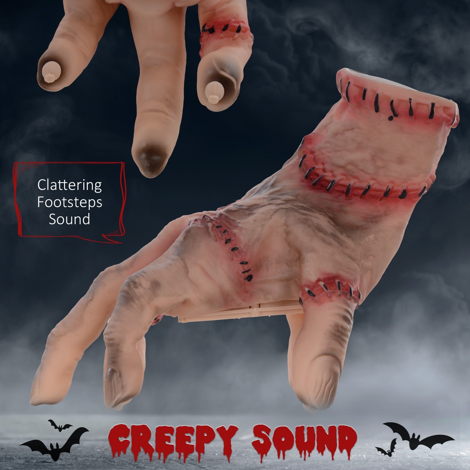 Realistisk 21 cm Halloween Scar Hand Prop med action och ljud