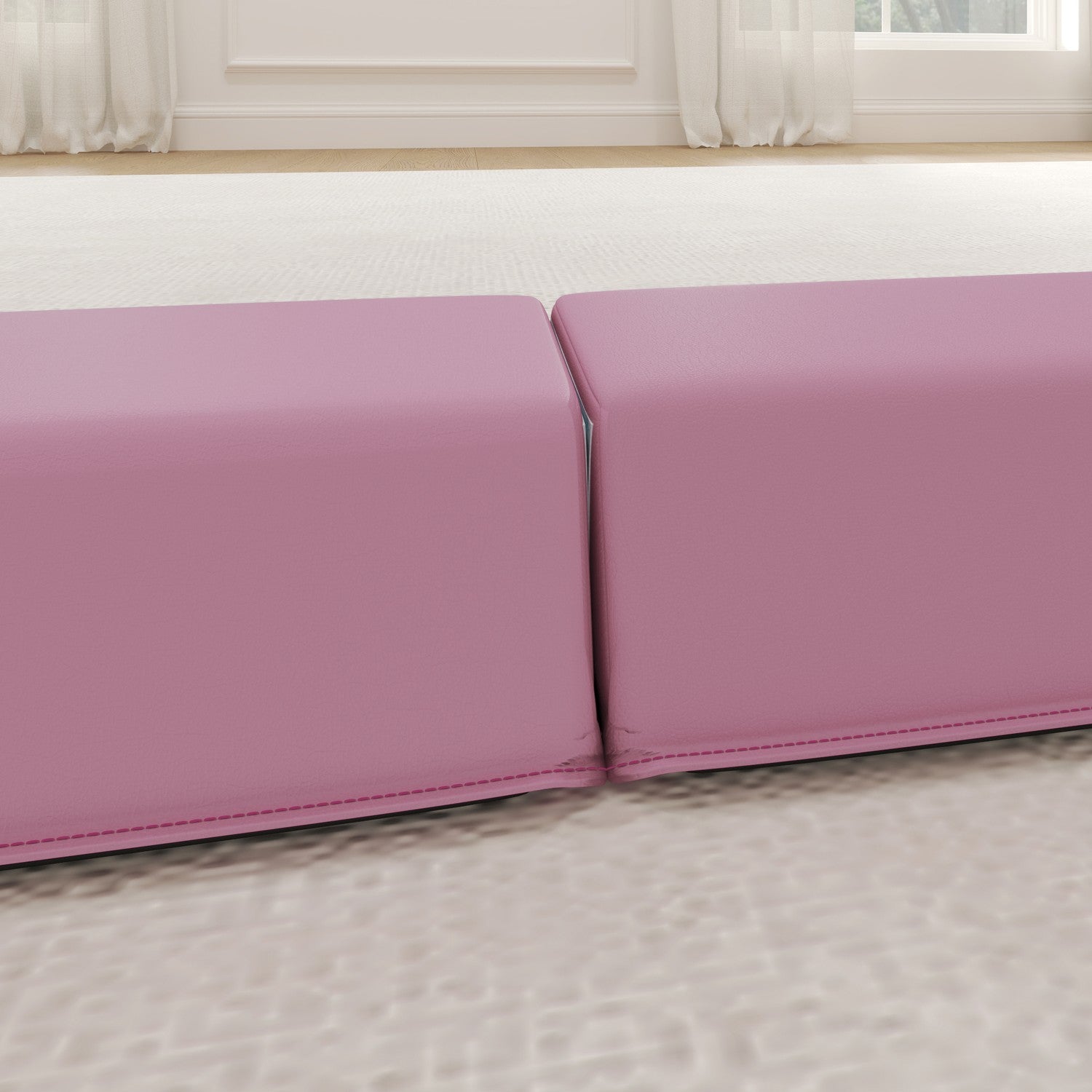 Bärbar 236 cm halkfri rosa gymnastikbalk för barn