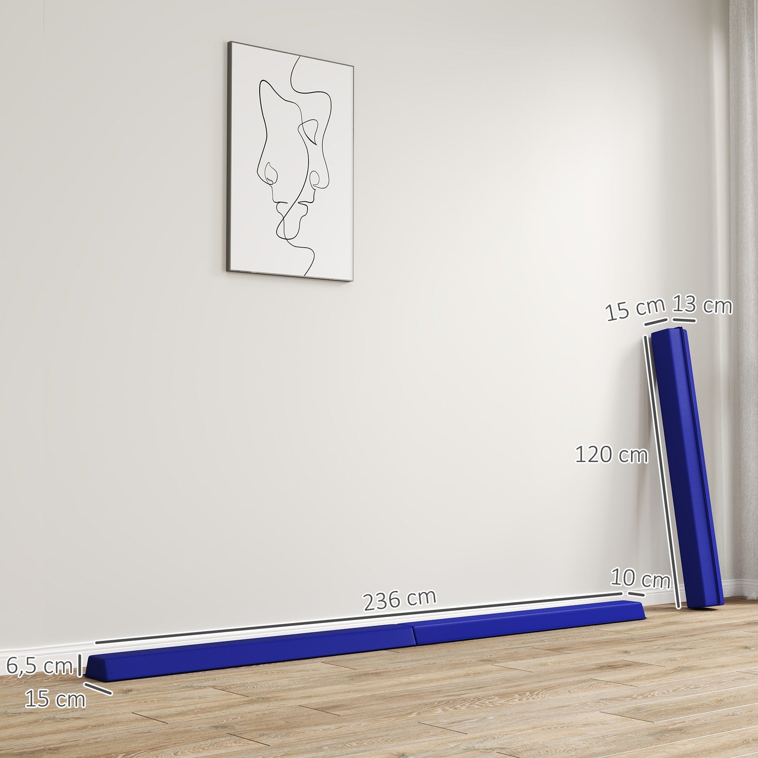236 cm halkfri vikbar balansbalk för barn, inomhus/utomhus