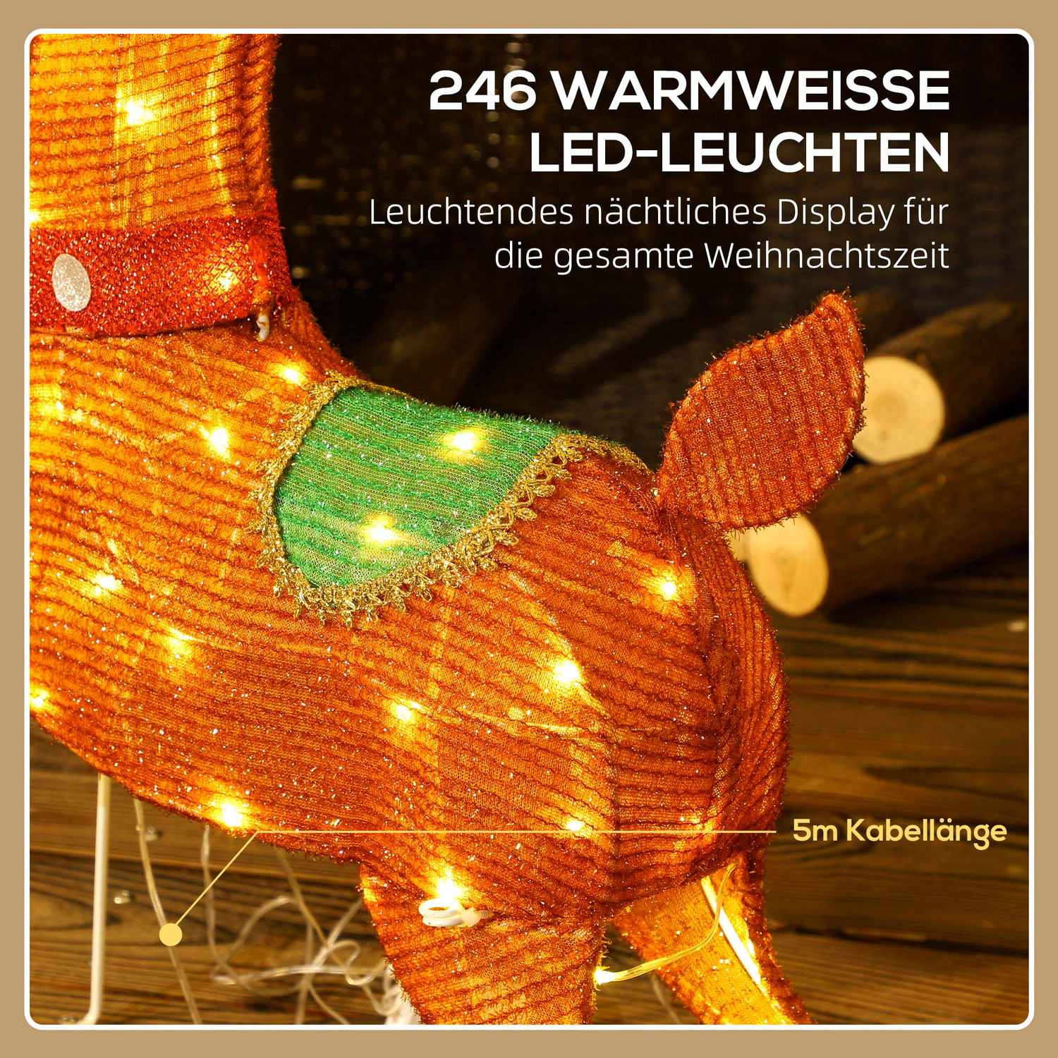 LED-tomtesläde med renljus, flerfärgad, inomhus/utomhus
