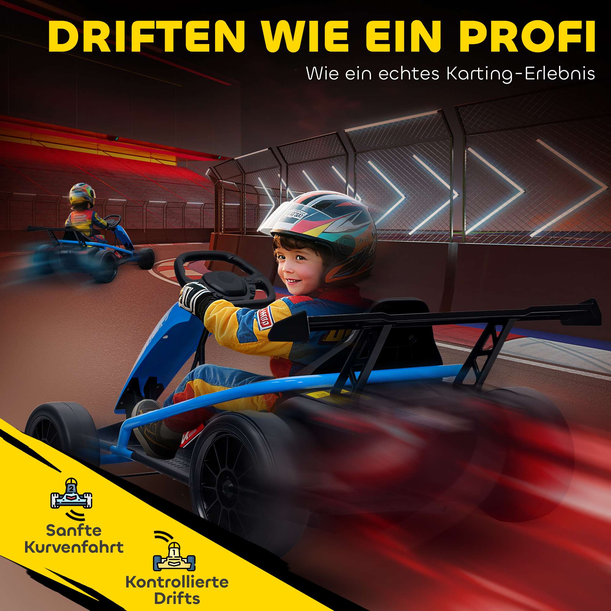 24V elektrisk gokart för drifting, åldrar 8-12, blå
