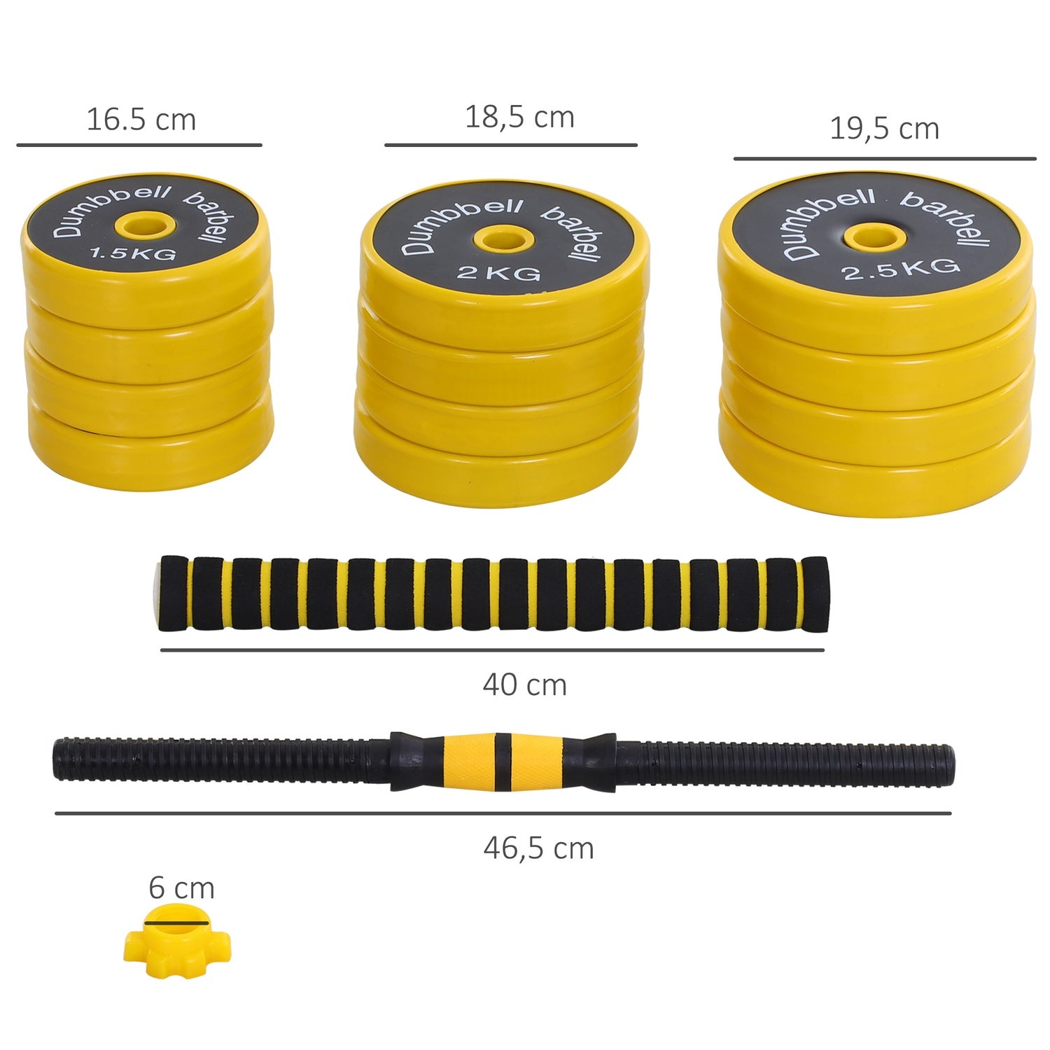 Justerbart 25 kg hantelset med 12 plattor för fitness