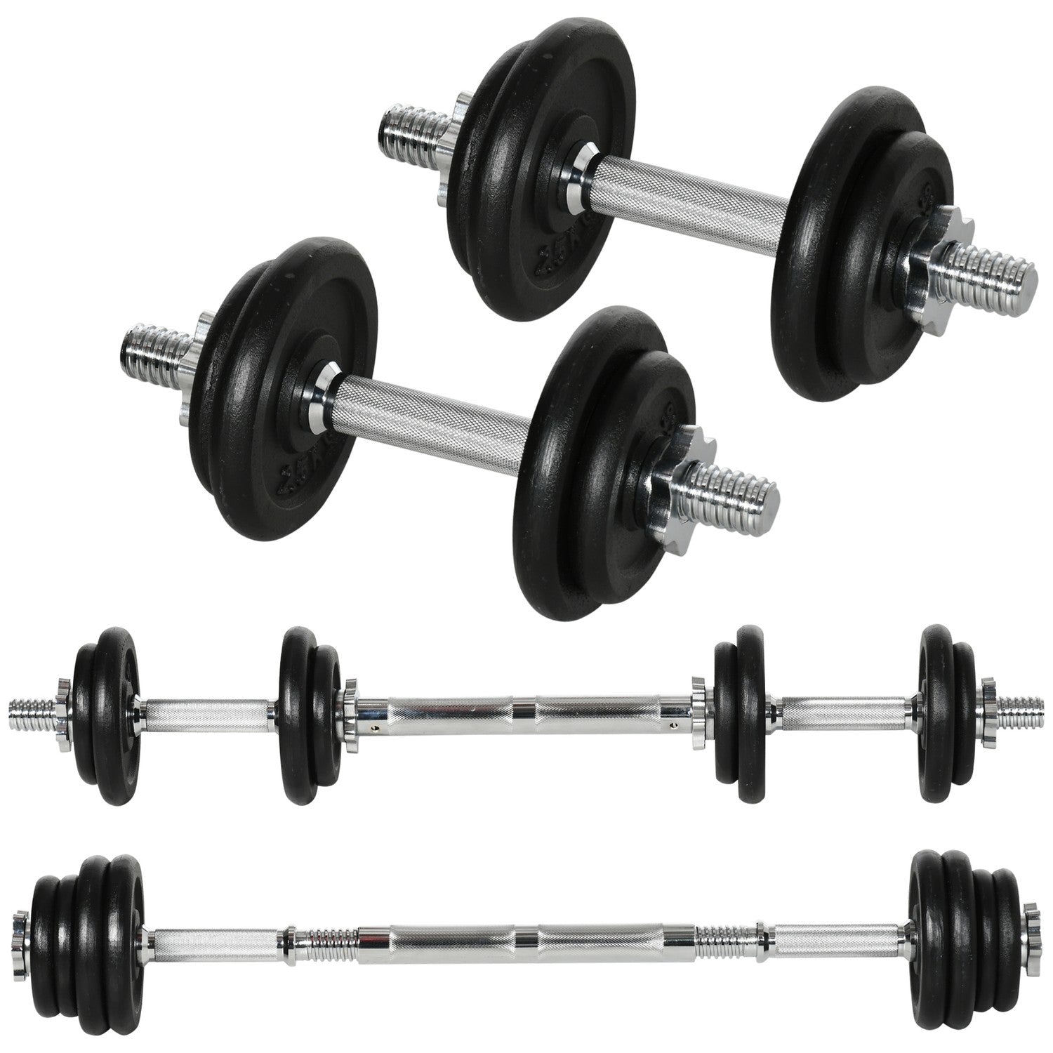 Justerbar hantel- och skivstångssats, 20 kg, antisladd