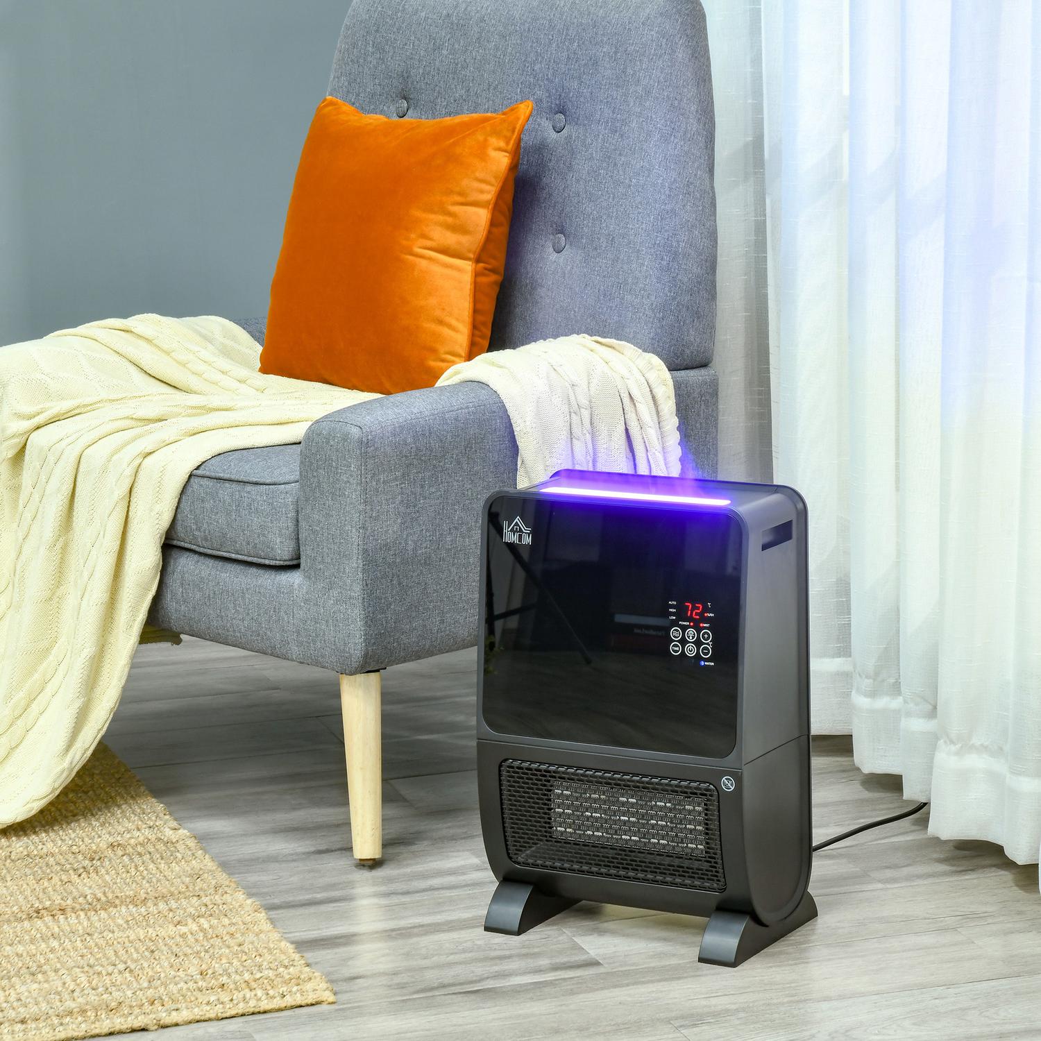 Elektrisk 2-i-1 värmefläkt och luftfuktare, fjärrkontroll, 2000W