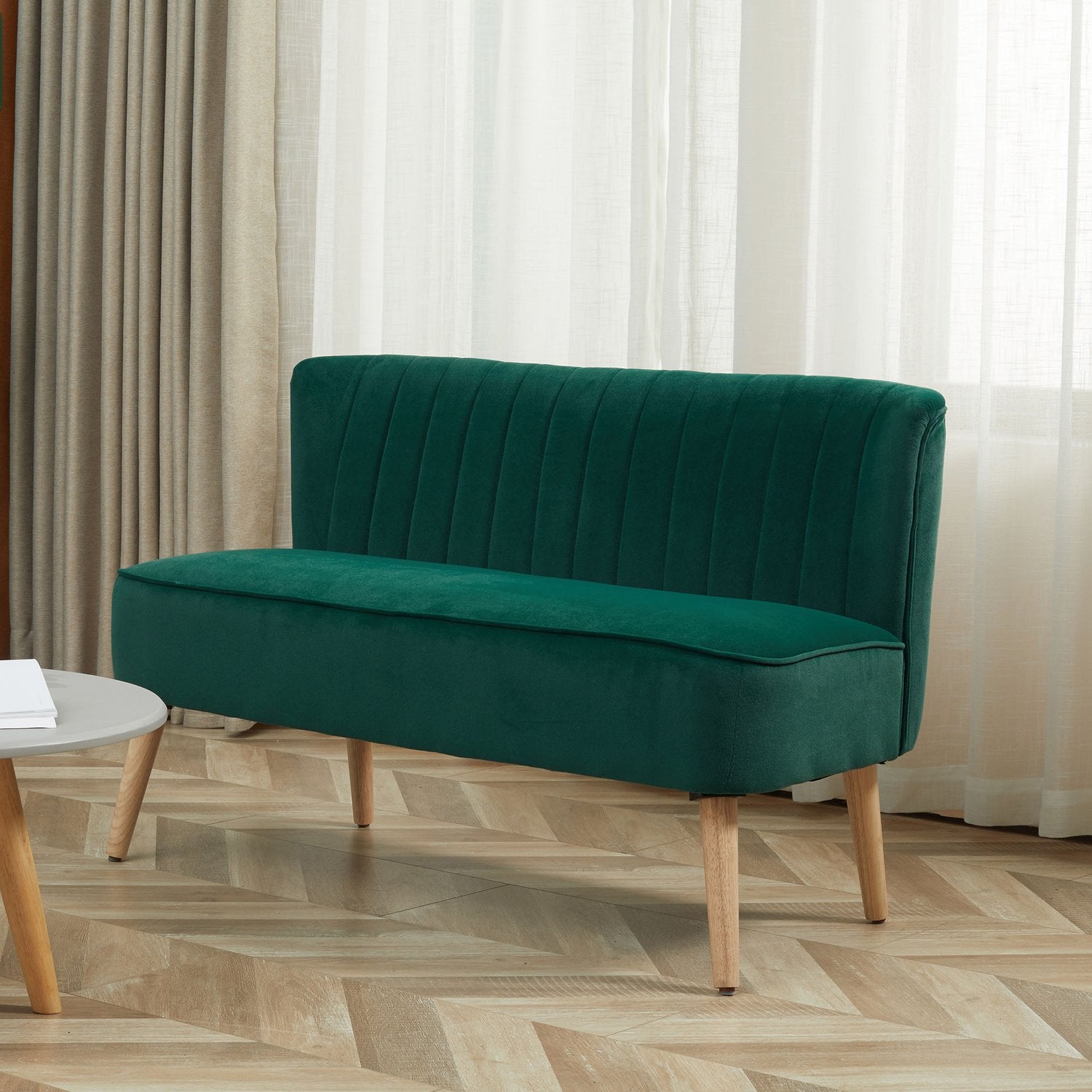 2-sits soffa, sammetsliknande polyester, mörkgrön
