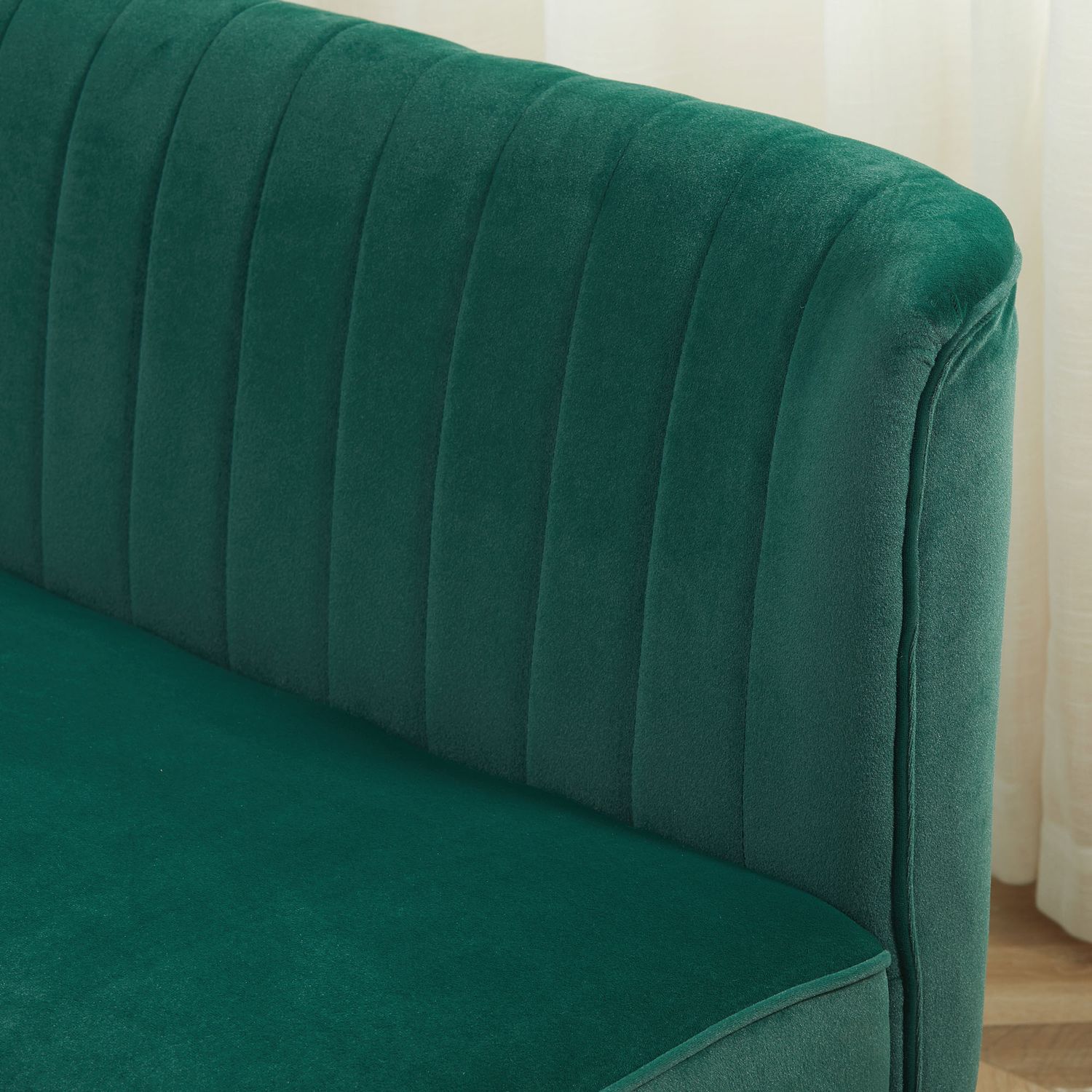 2-sits soffa, sammetsliknande polyester, mörkgrön