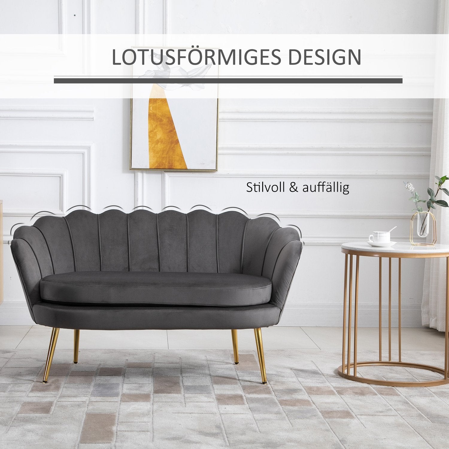 2-sits tygsoffa med mjuka sammetskuddar