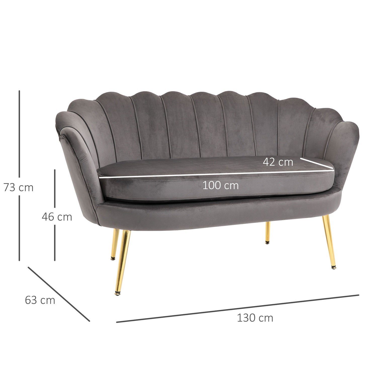 2-sits tygsoffa med mjuka sammetskuddar