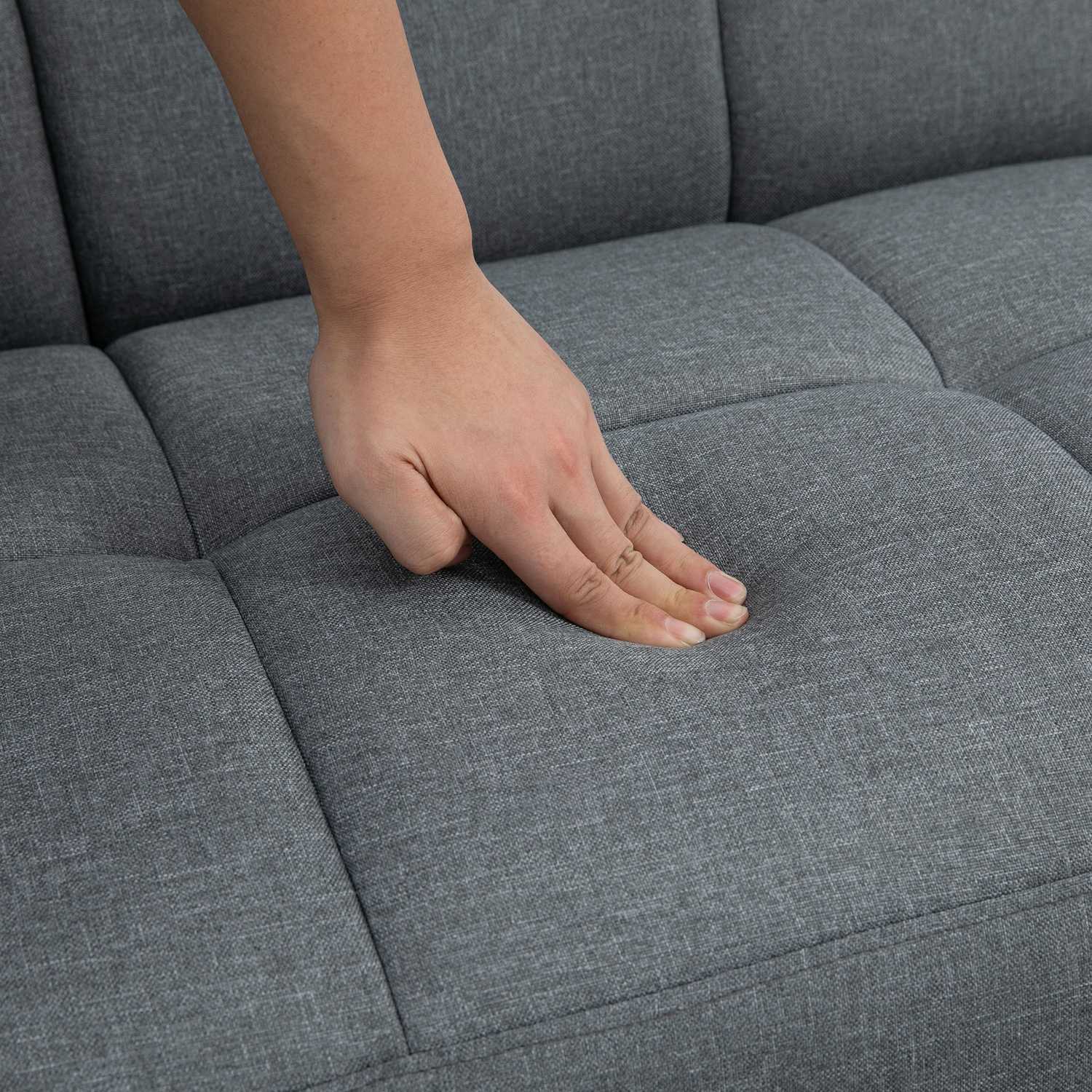 2 i 1 bäddsoffa 205 x 88 cm soffa med sängfunktion, soffa med sittdyna, linne ser grå ut