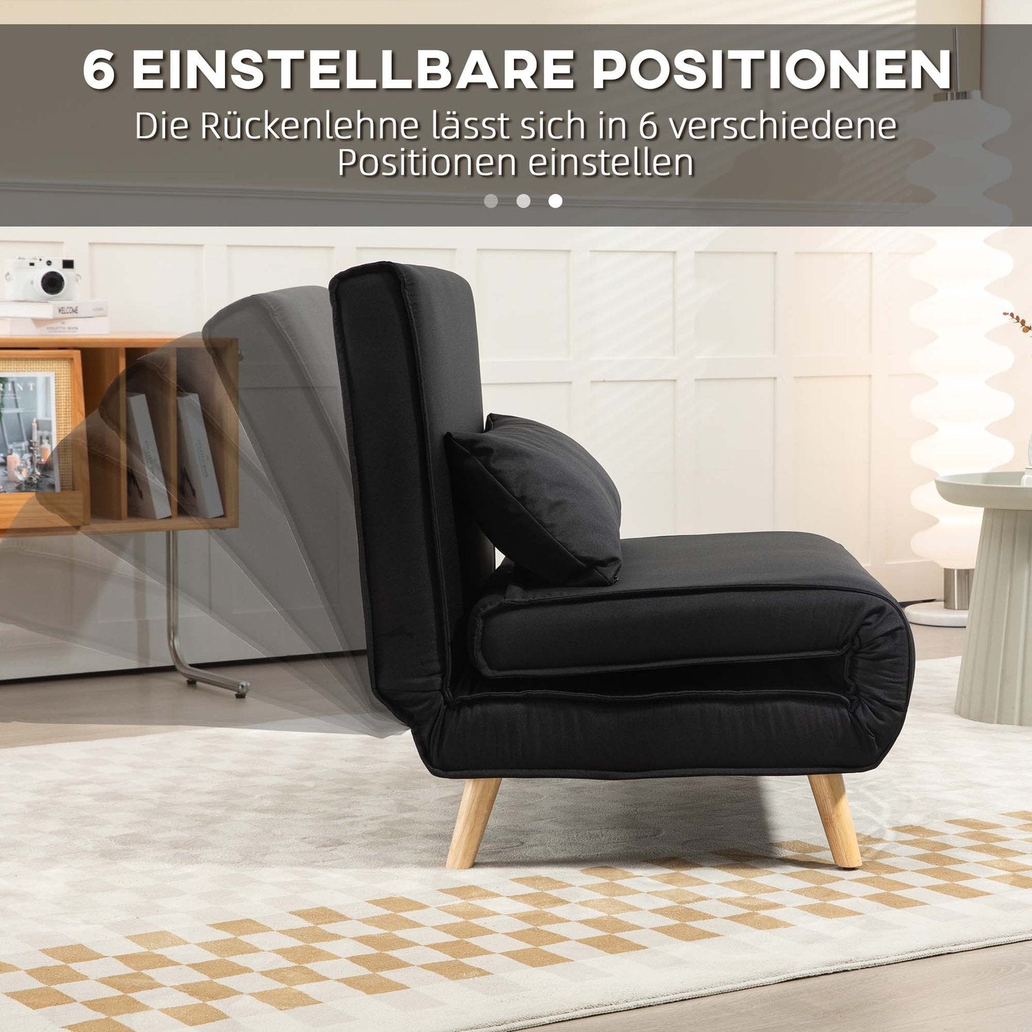 2-i-1 hopfällbar bäddsoffa stol, justerbar, linnelook
