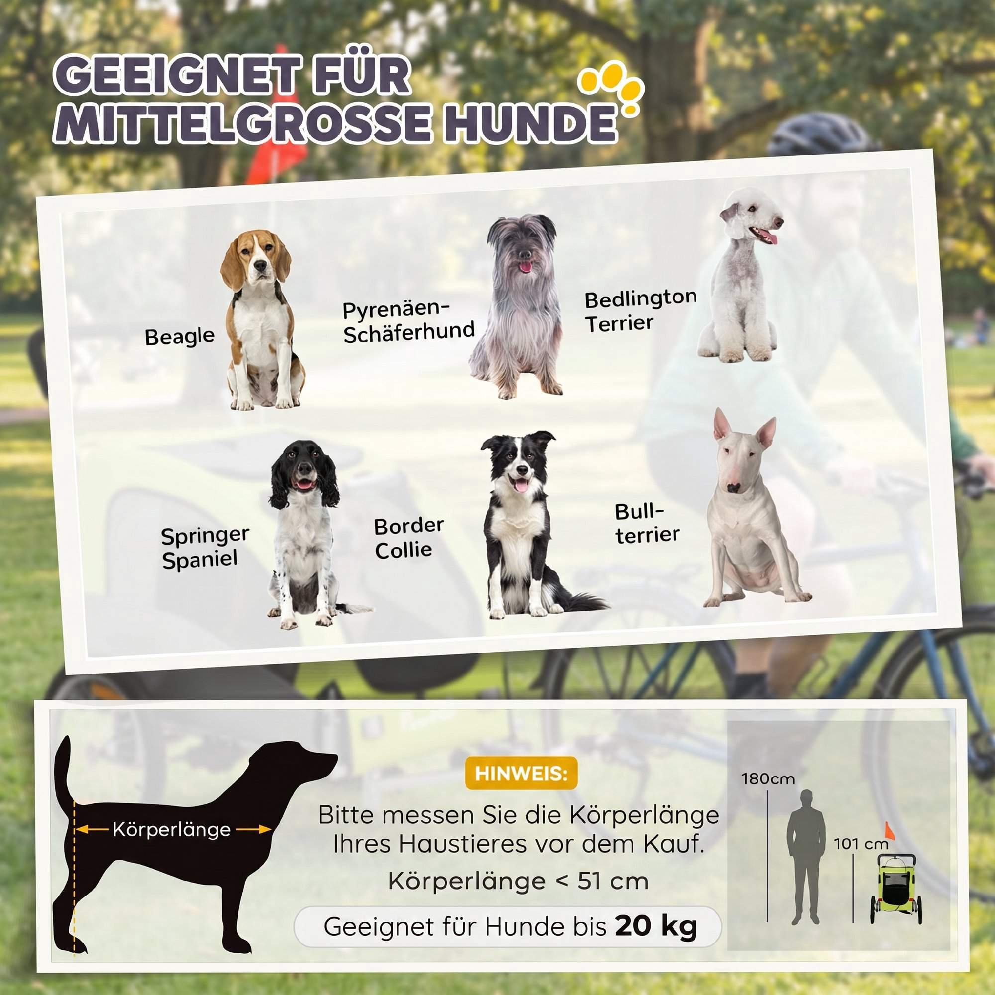 2-i-1 hundcykelvagn, hopfällbar, 20 kg – Grön