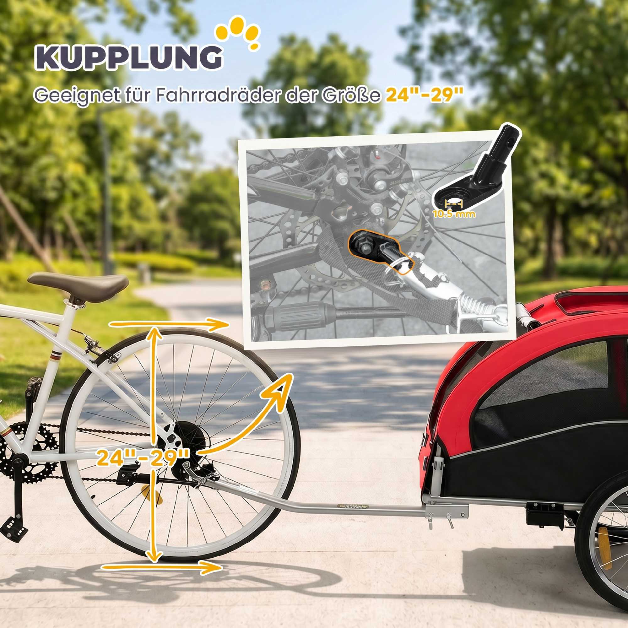 2-i-1 hundcykelvagn, hopfällbar, upp till 20 kg