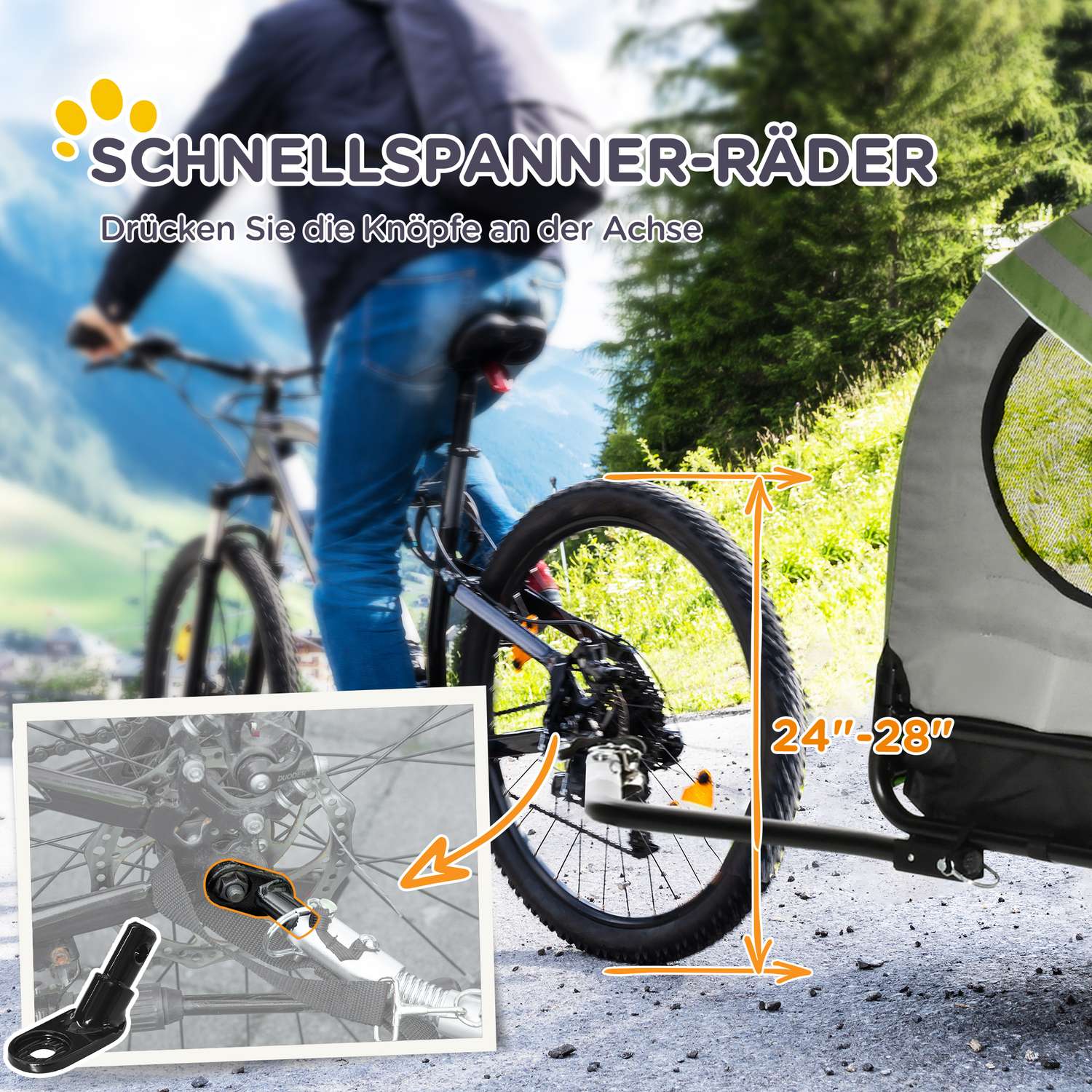 Hundsläp & barnvagn med reflexer för medelstora hundar