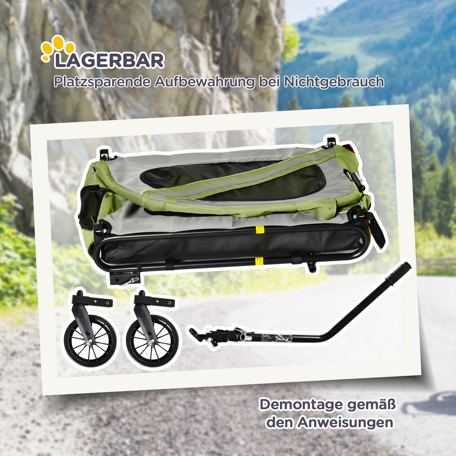 Hundsläp & barnvagn med reflexer för medelstora hundar