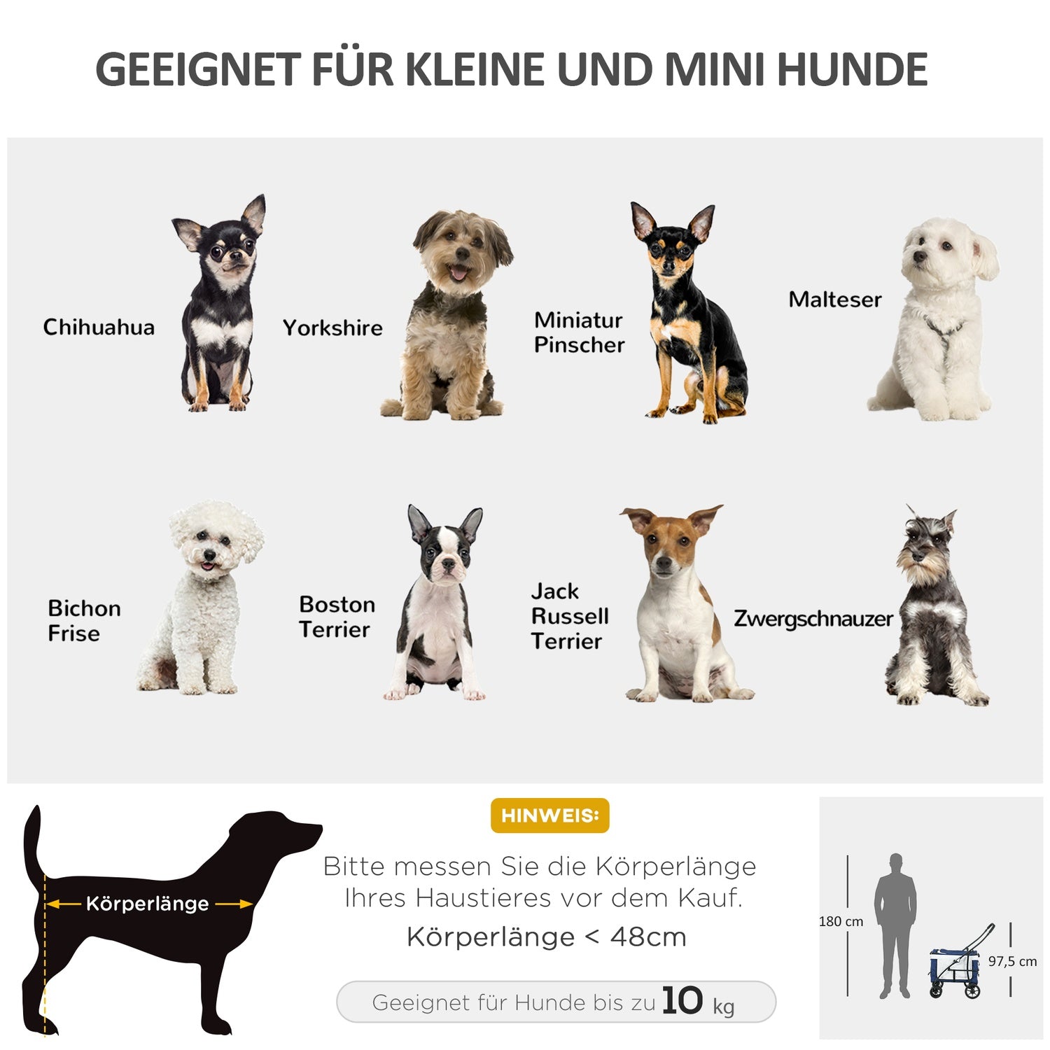 2-i-1 hundvagn med löstagbar korg, blå