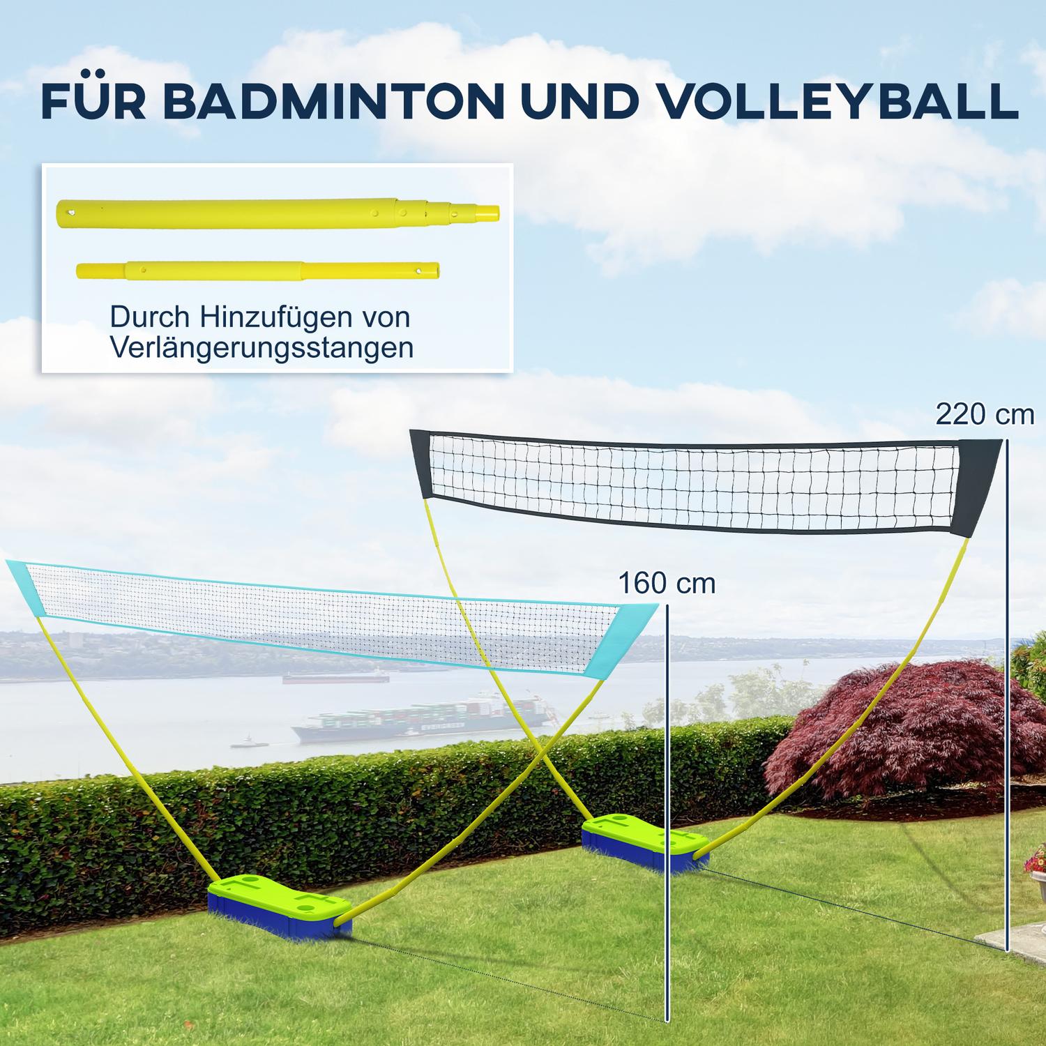 2-i-1 justerbart badminton- och volleybollnätset med stativ
