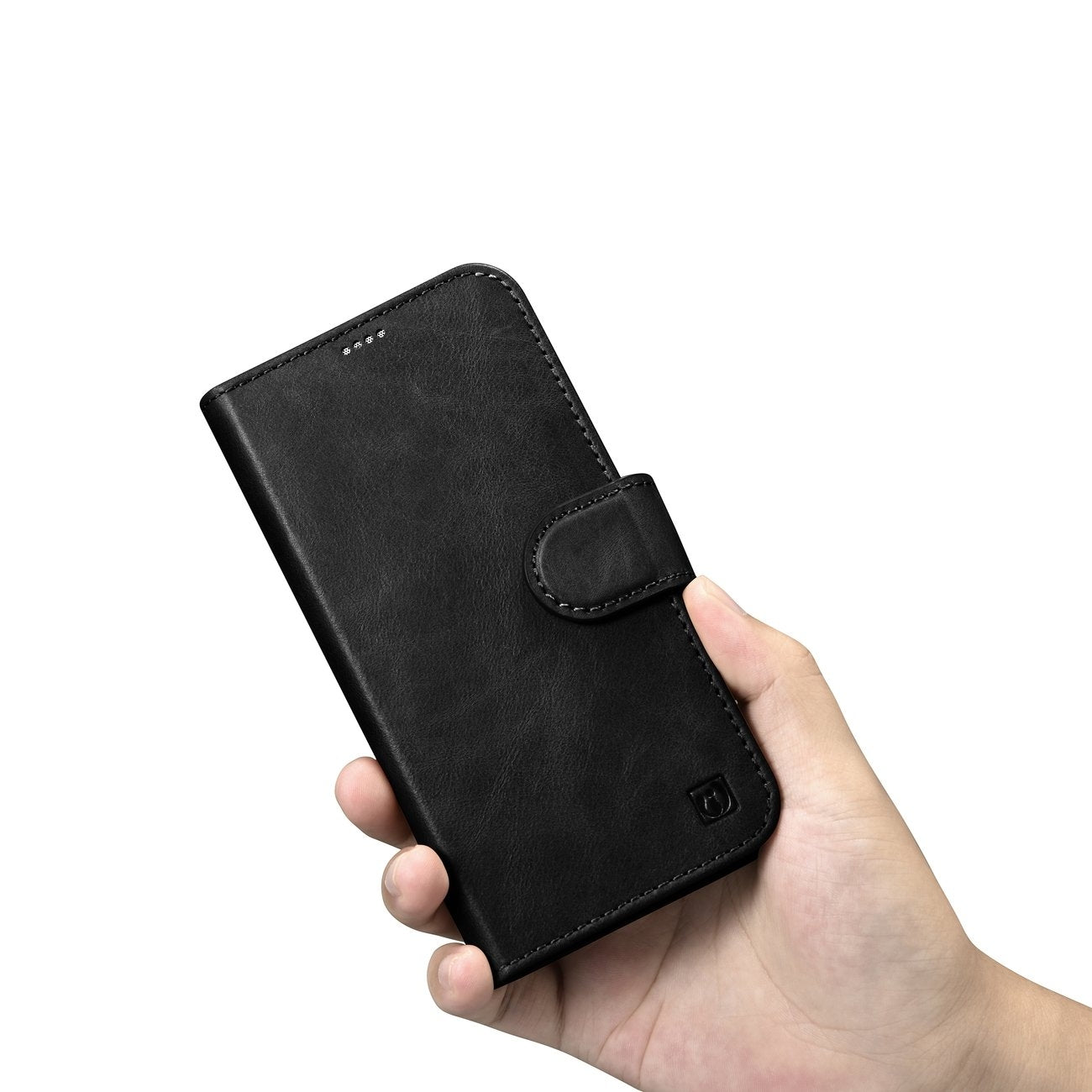 2-i-1 läder Flip Cover iPhone 14 Pro Anti-RFID Oil Wax Plånboksfodral Svart