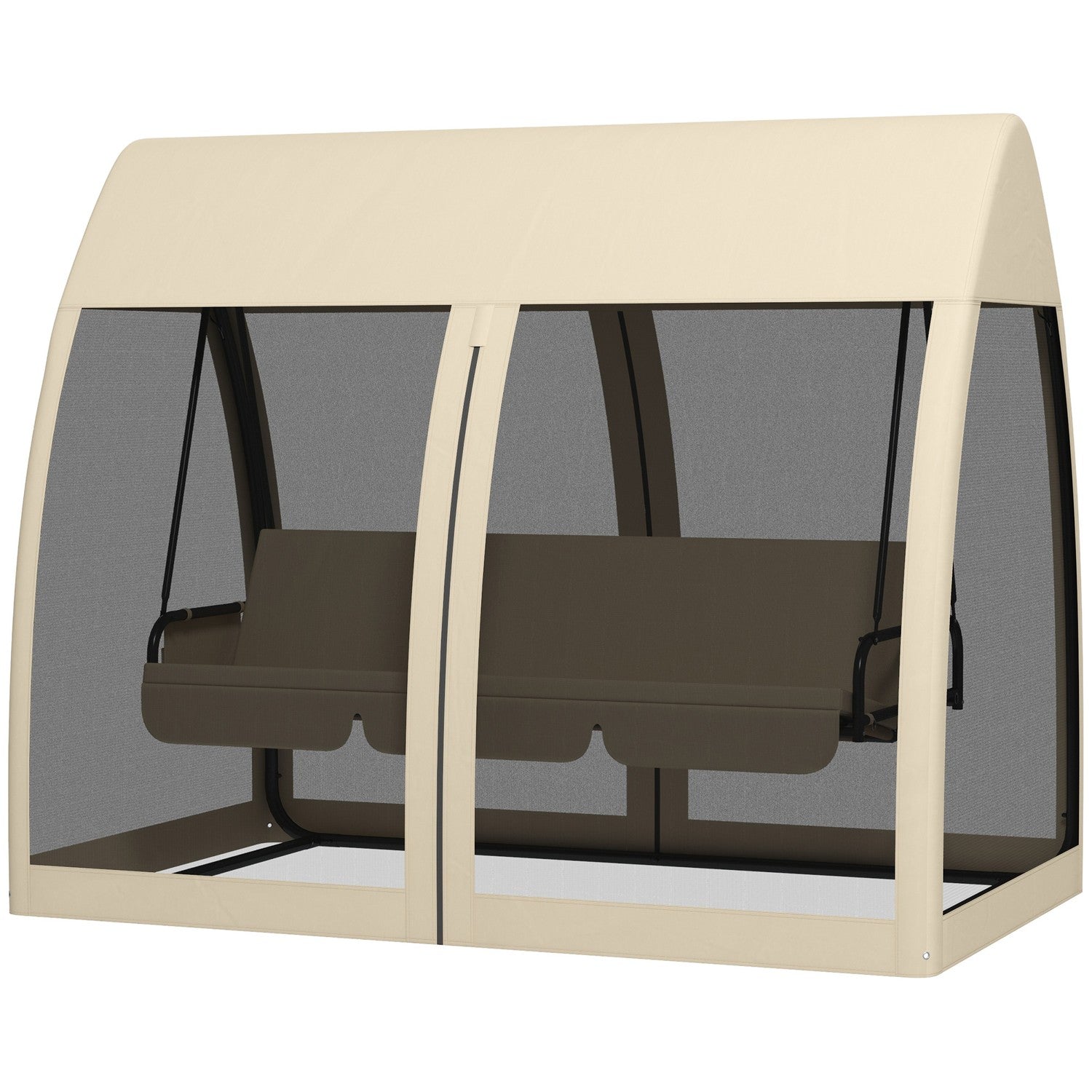 2-i-1 liggande trädgårdsgunga med kapell och myggnät