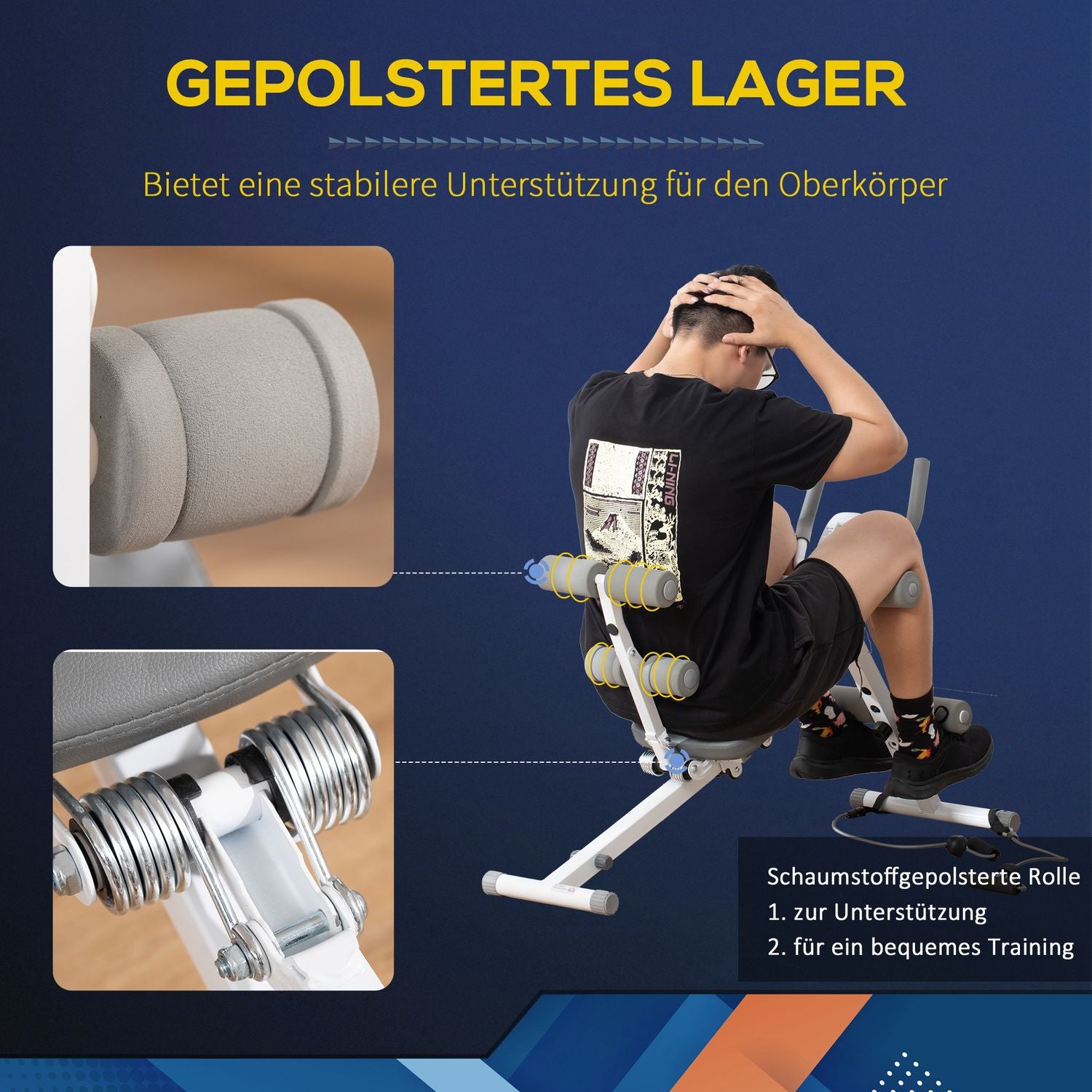 Justerbar magträningsbänk, LCD-skärm, stål, 100 kg kapacitet