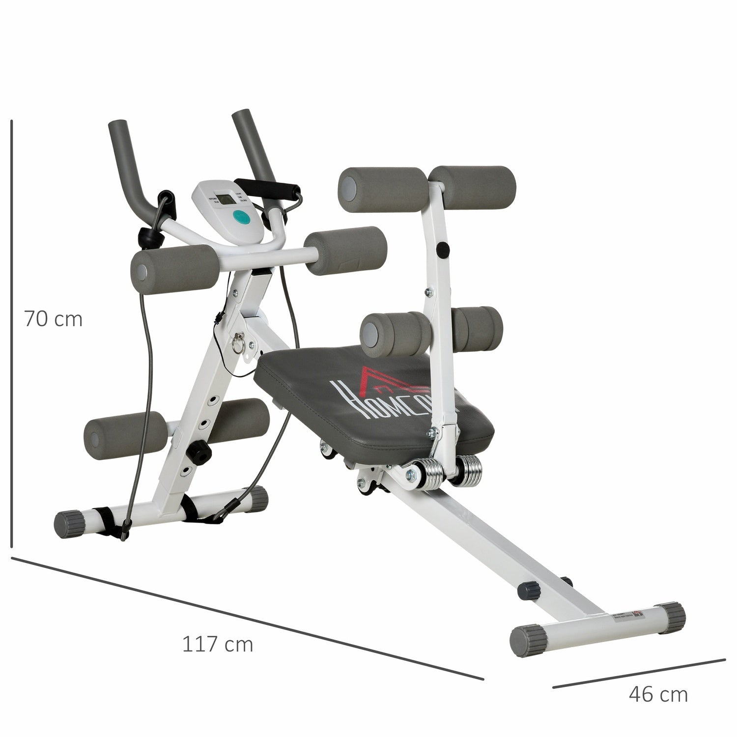 Justerbar magträningsbänk, LCD-skärm, stål, 100 kg kapacitet
