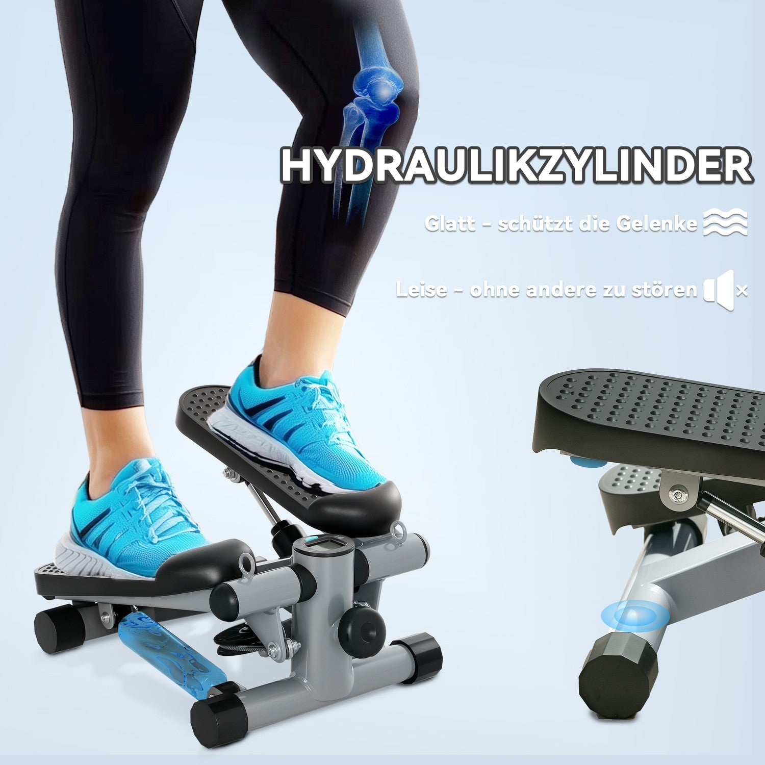 Mini Stepper med Power Ropes & LCD – Upp till 100 kg Kapacitet
