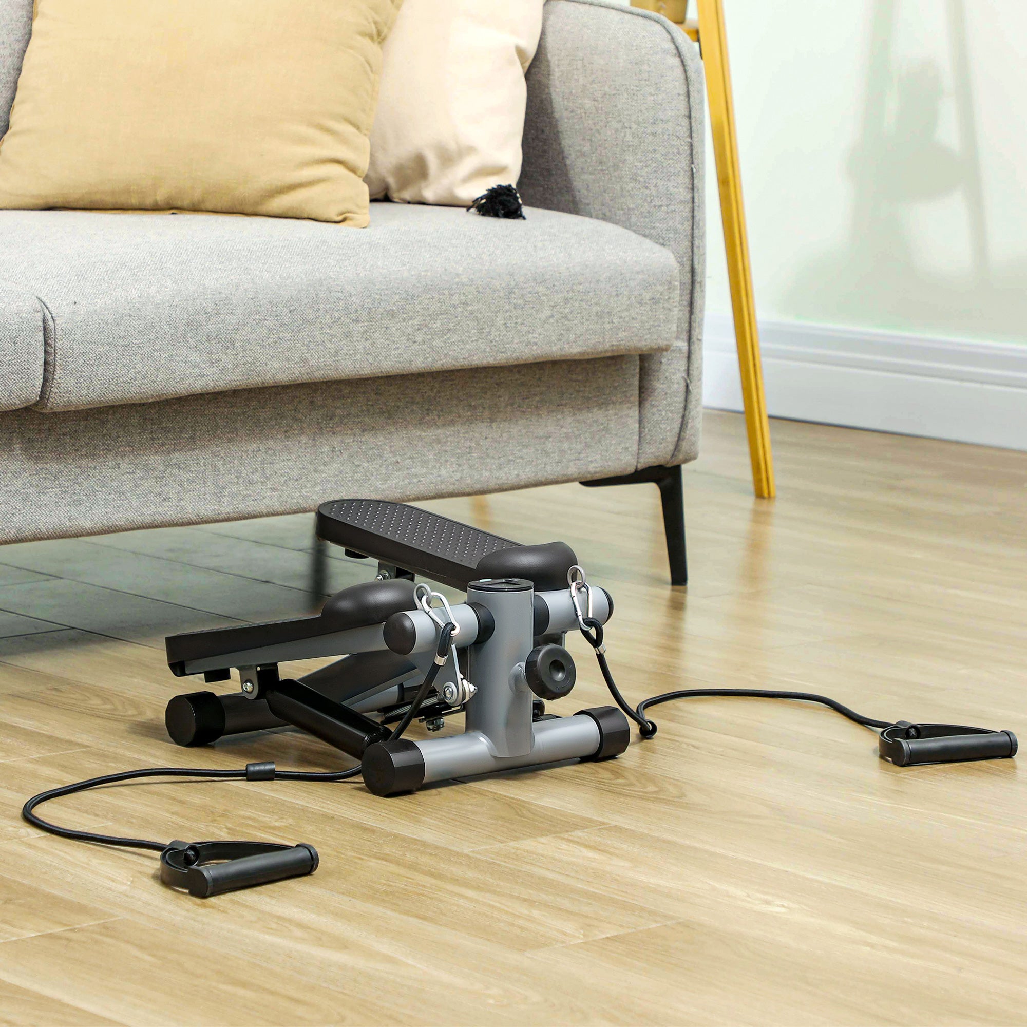 Mini Stepper med Power Ropes & LCD – Upp till 100 kg Kapacitet