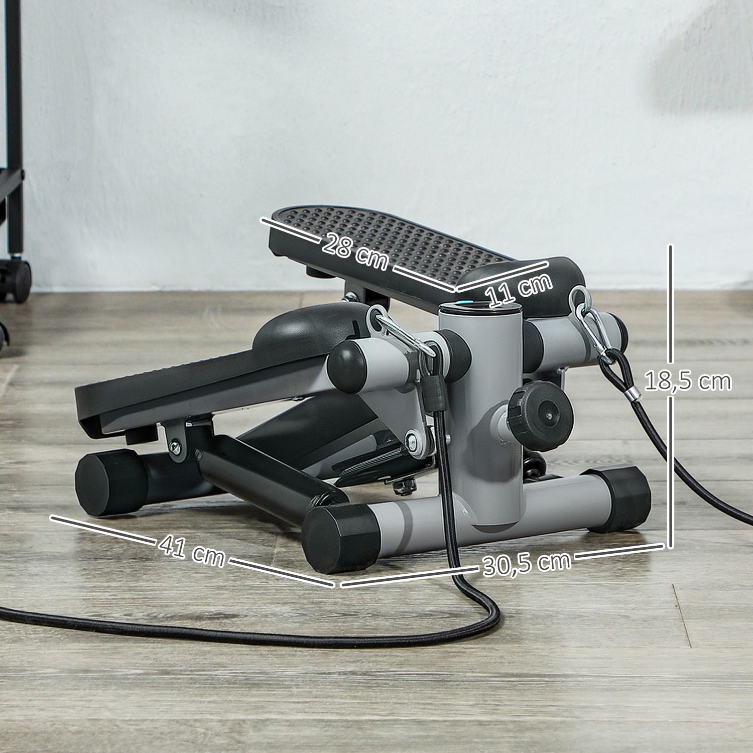 Mini Stepper med Power Ropes & LCD – Upp till 100 kg Kapacitet