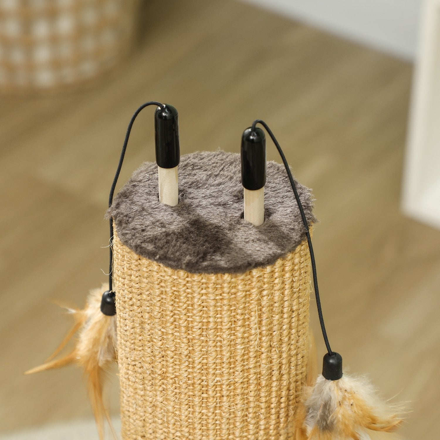 Inomhus 78 cm Jute Cat Scratching Post med fjäder