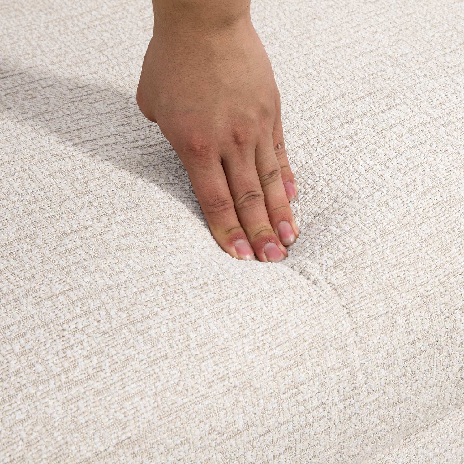 2-sits sammetssoffa, beige – bekväma kuddar och träben