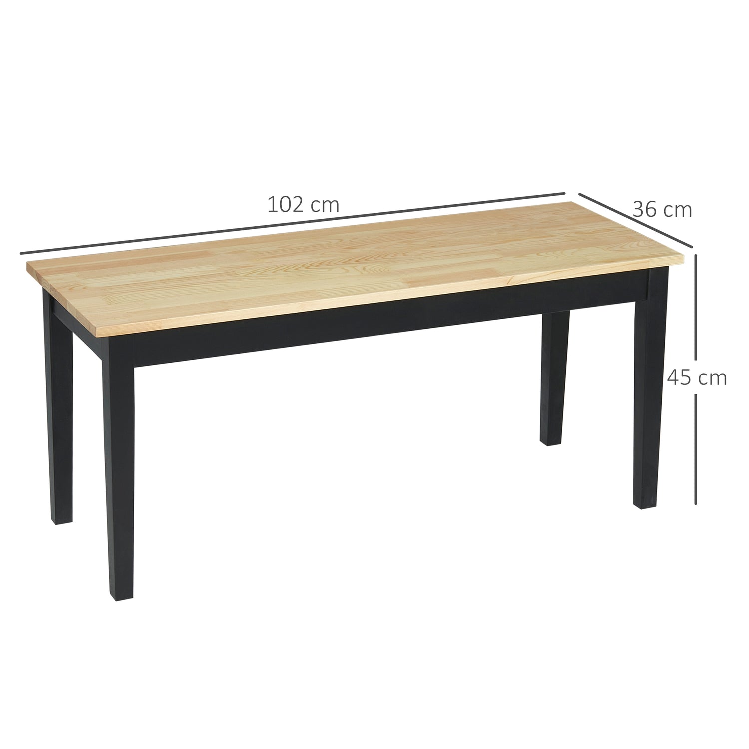 2-sits matsalsbänk i trä, furu, 102x36x45cm, kapacitet 220 kg