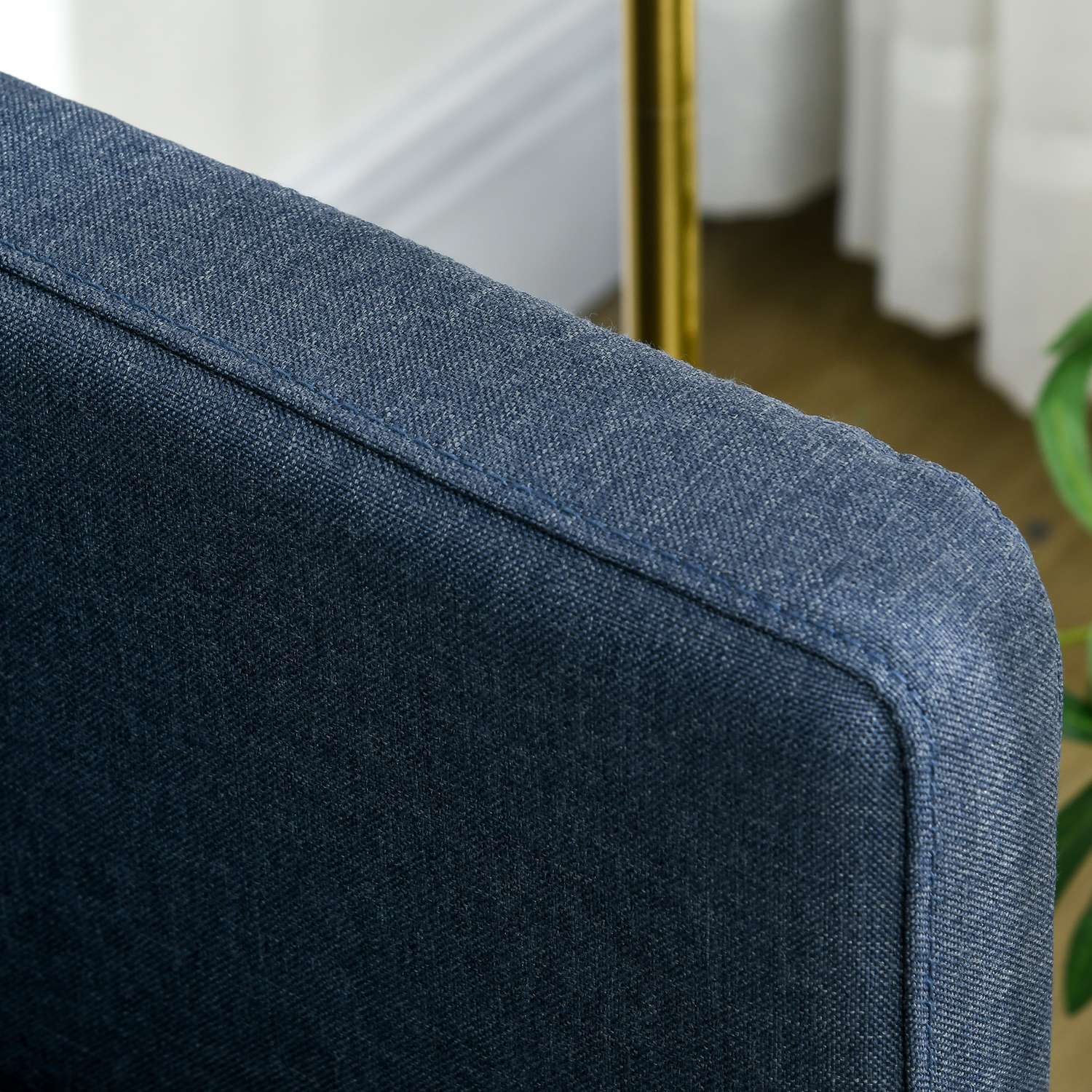 2-sits soffa i linnelook – stålben, mörkblå